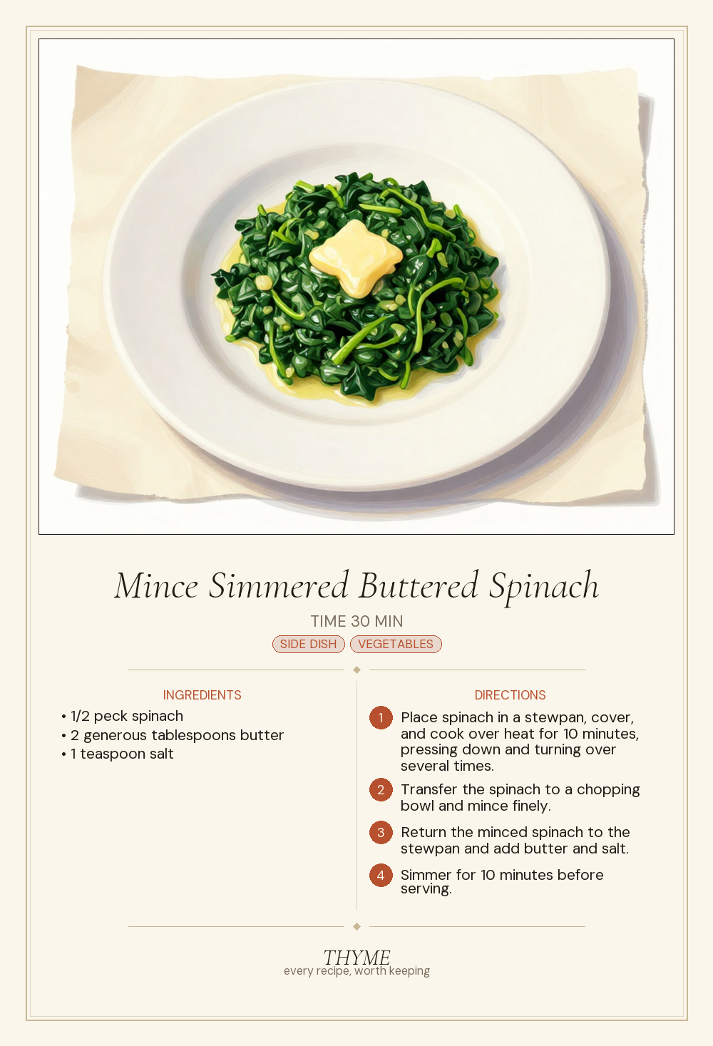 Mince Simmered Buttered Spinach