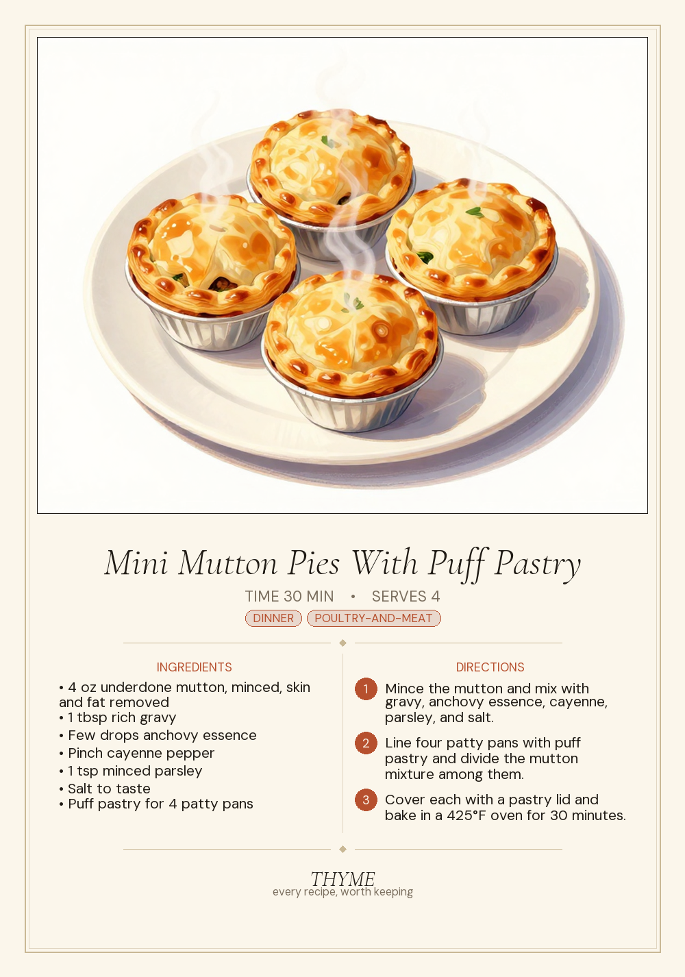Mini Mutton Pies With Puff Pastry
