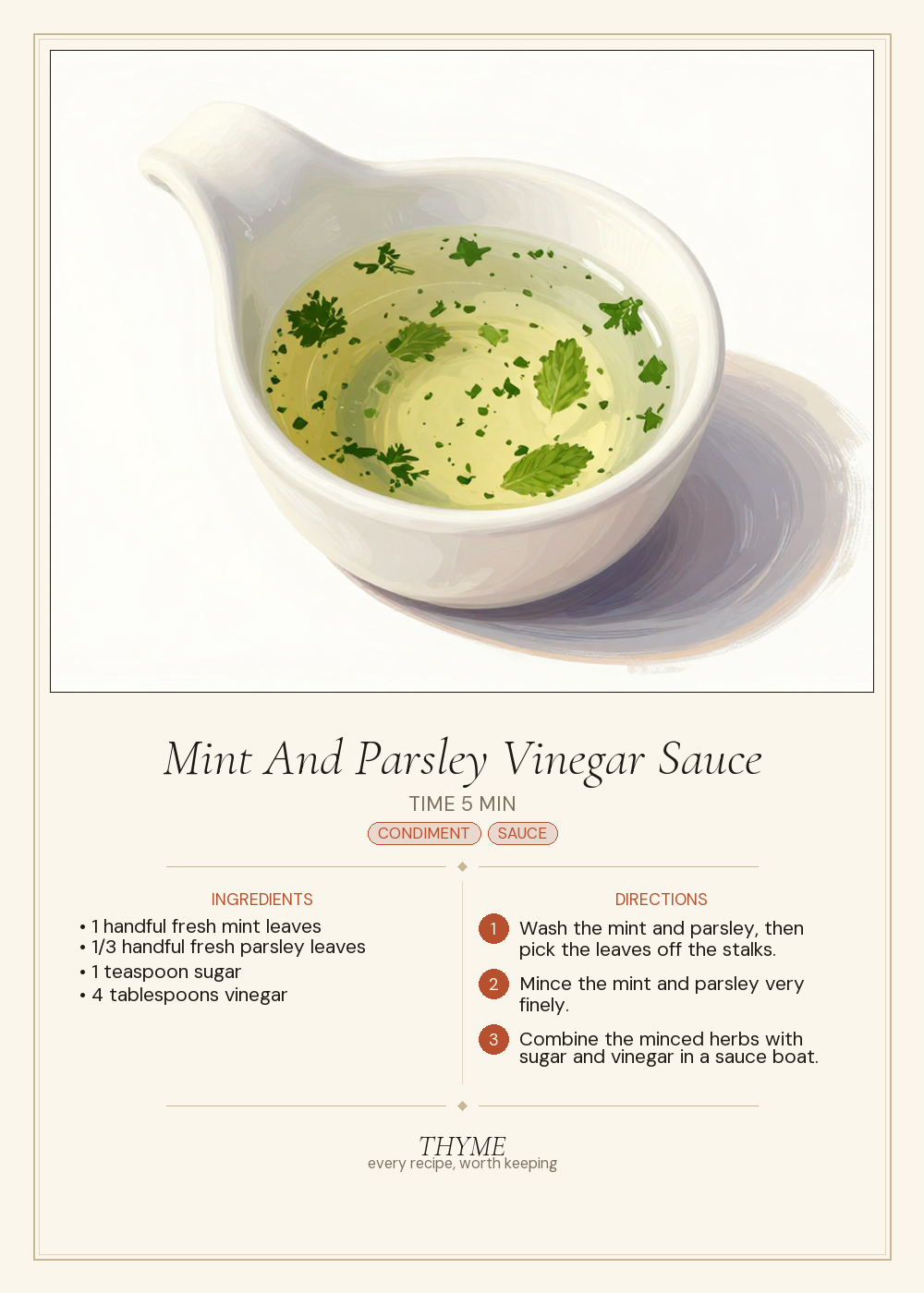 Mint And Parsley Vinegar Sauce