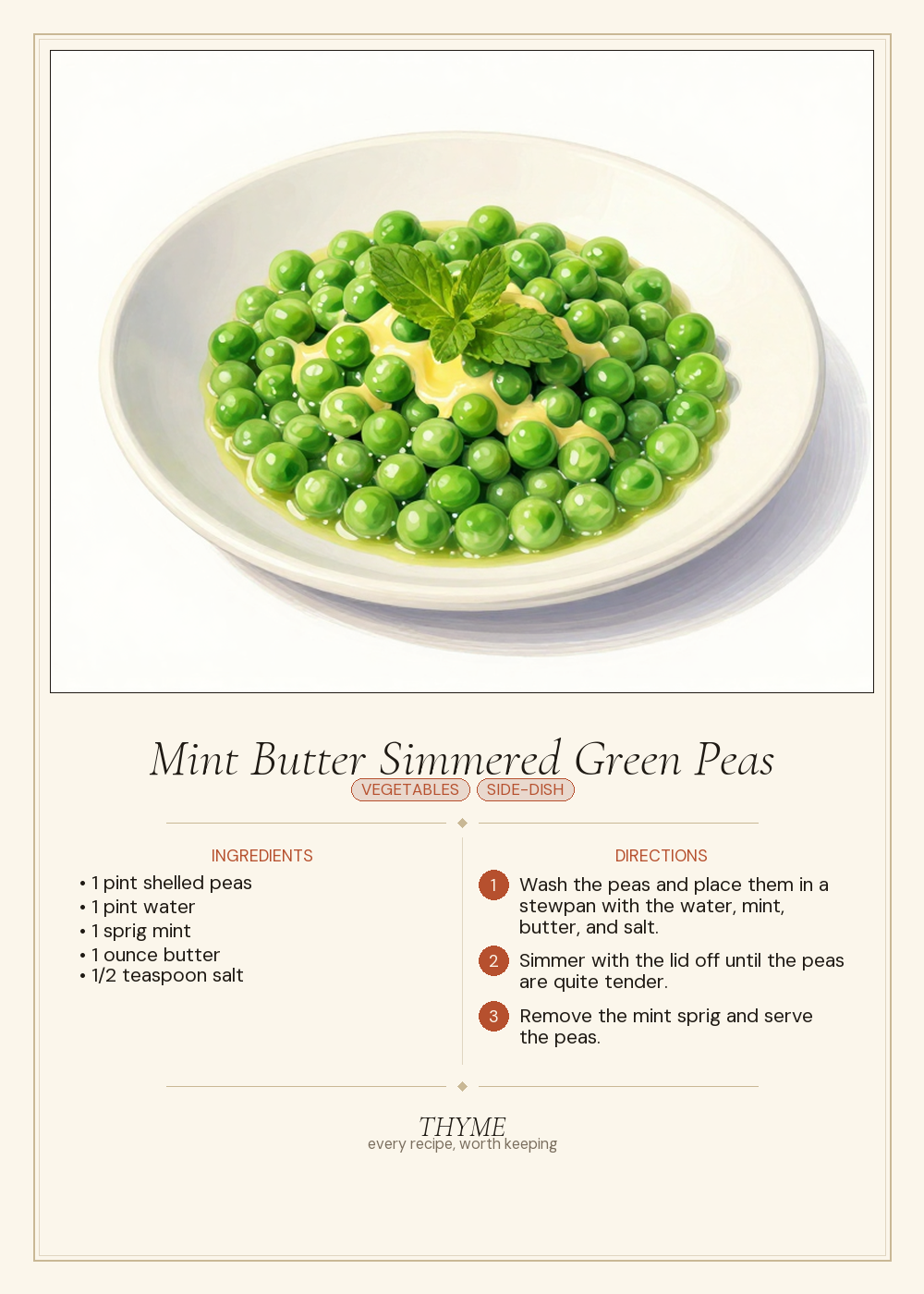 Mint Butter Simmered Green Peas