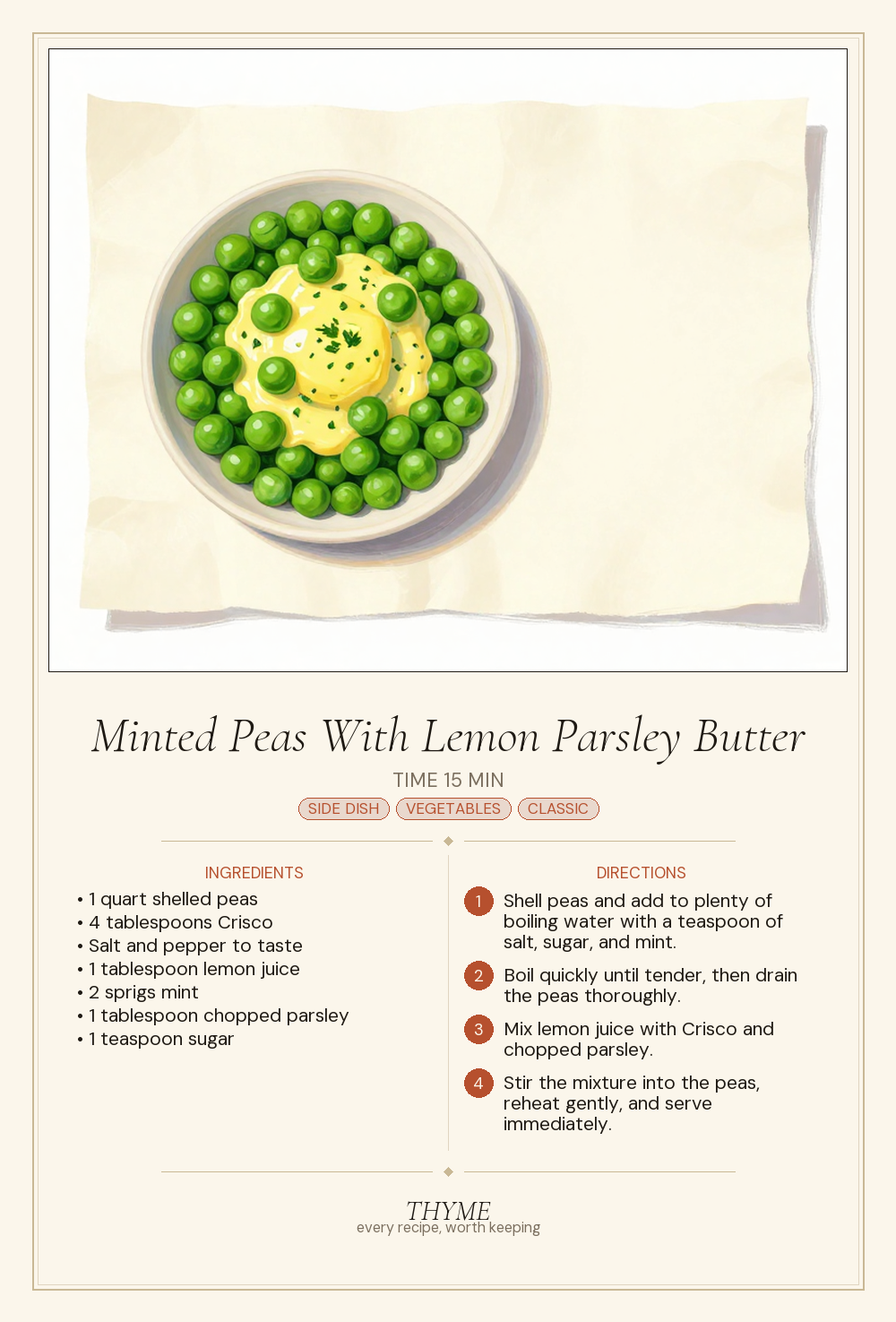 Minted Peas With Lemon Parsley Butter