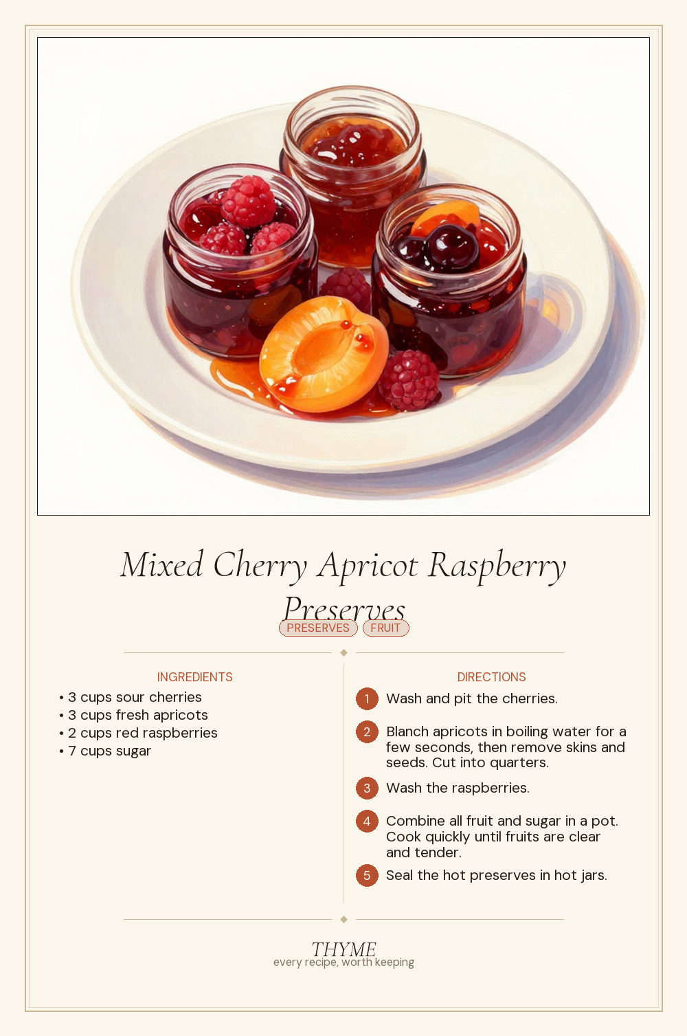 Mixed Cherry Apricot Raspberry Preserves