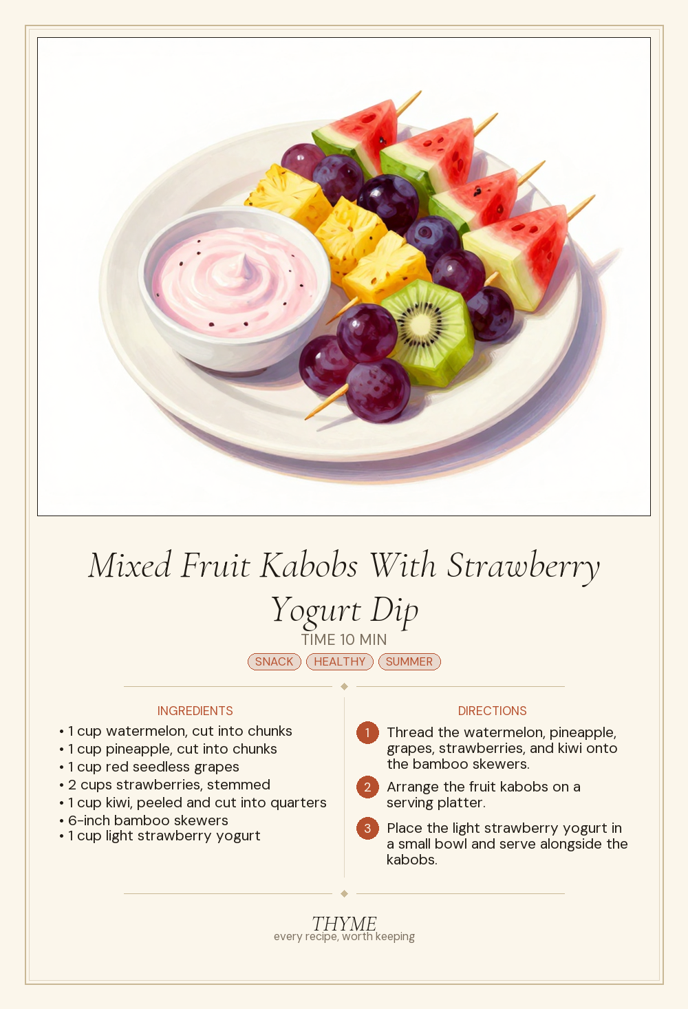 Mixed Fruit Kabobs With Strawberry Yogurt Dip