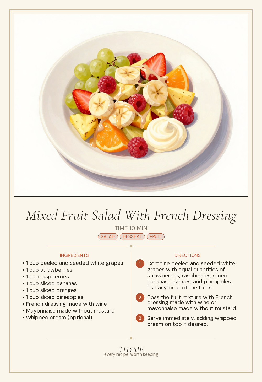 Mixed Fruit Salad With French Dressing