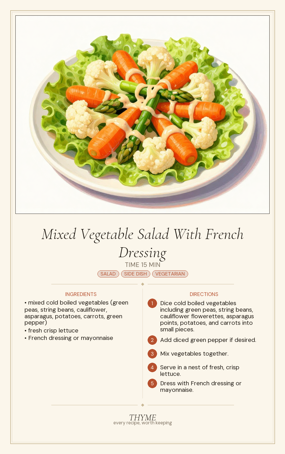 Mixed Vegetable Salad With French Dressing