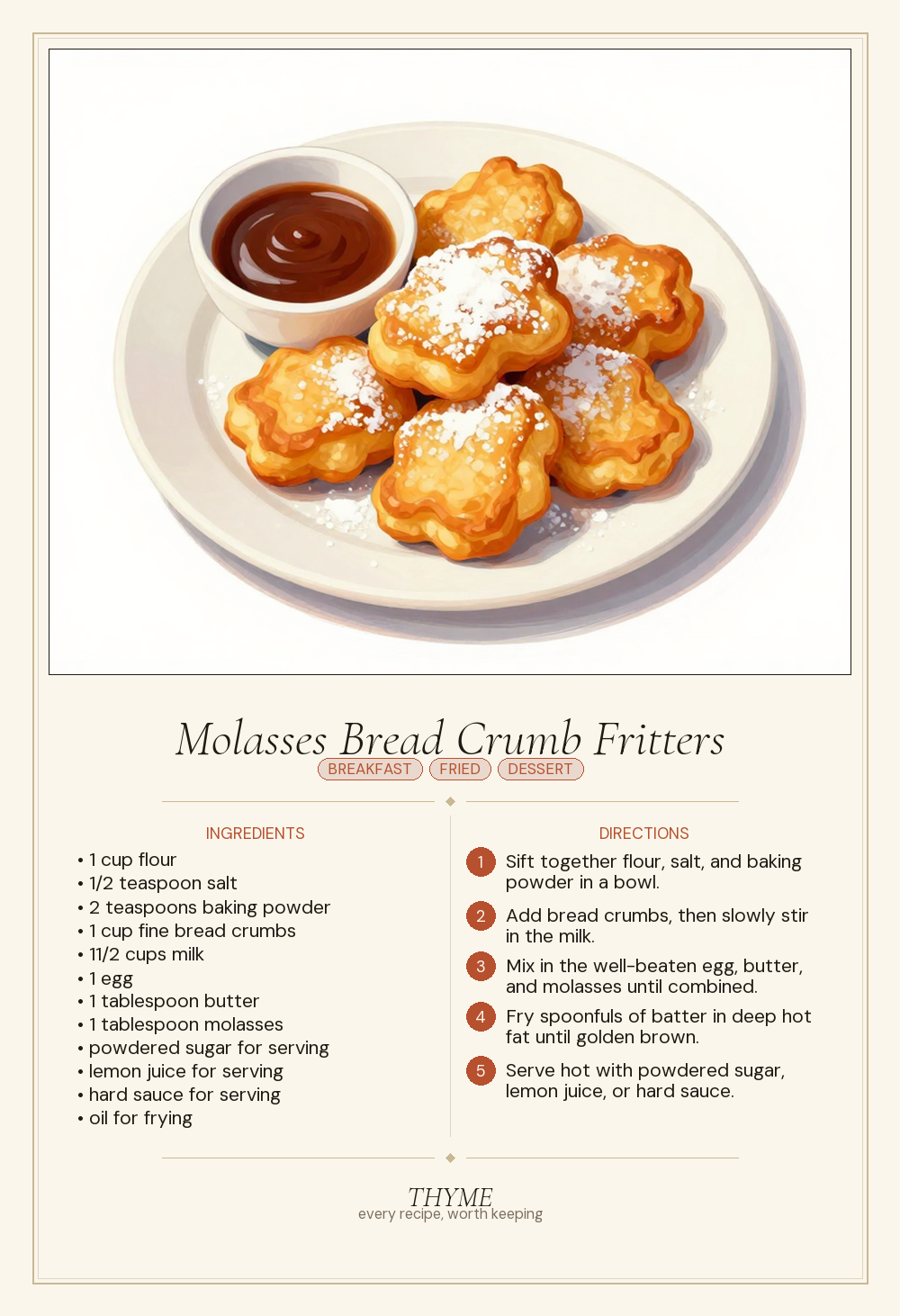 Molasses Bread Crumb Fritters