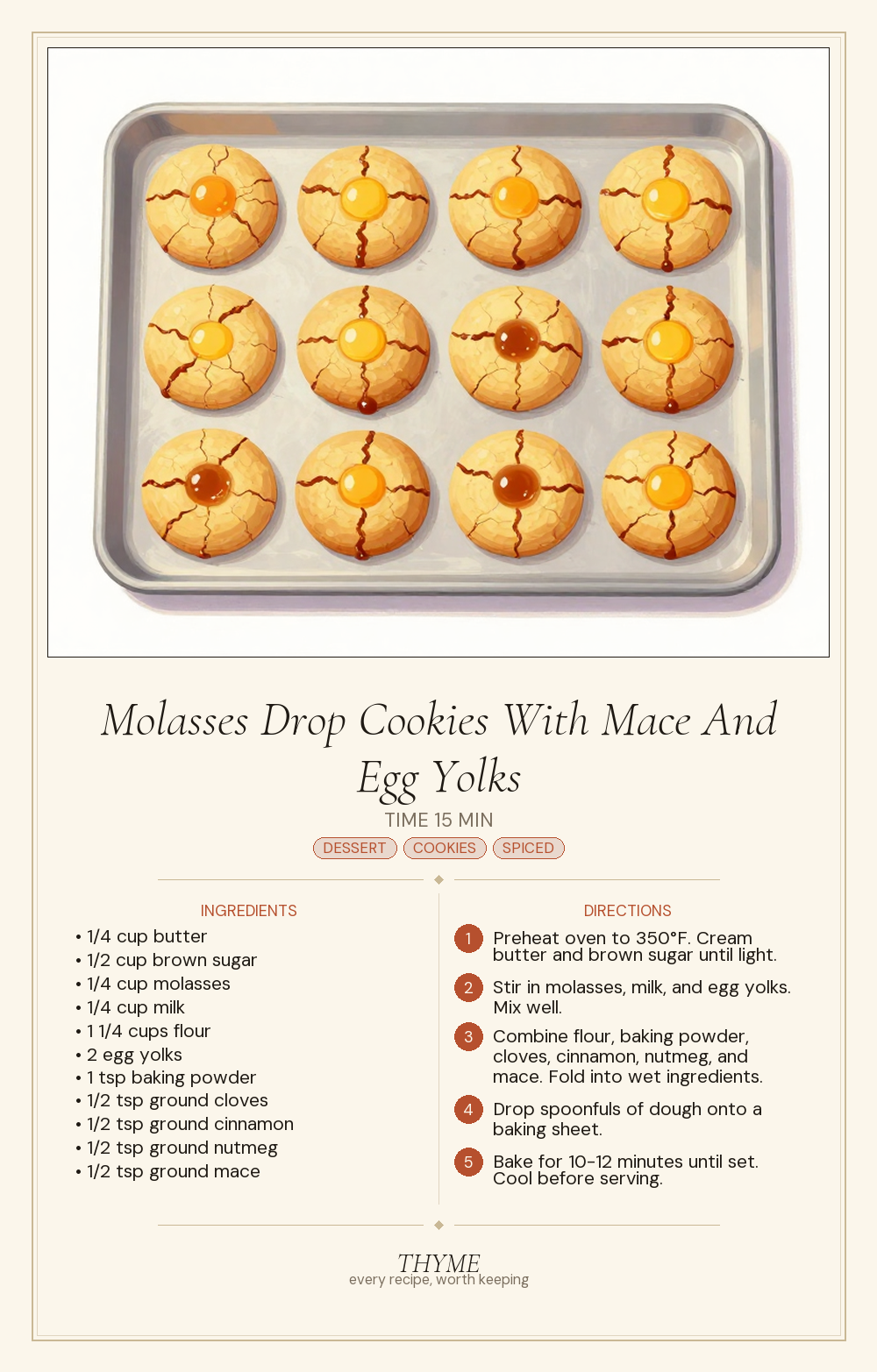 Molasses Drop Cookies With Mace And Egg Yolks