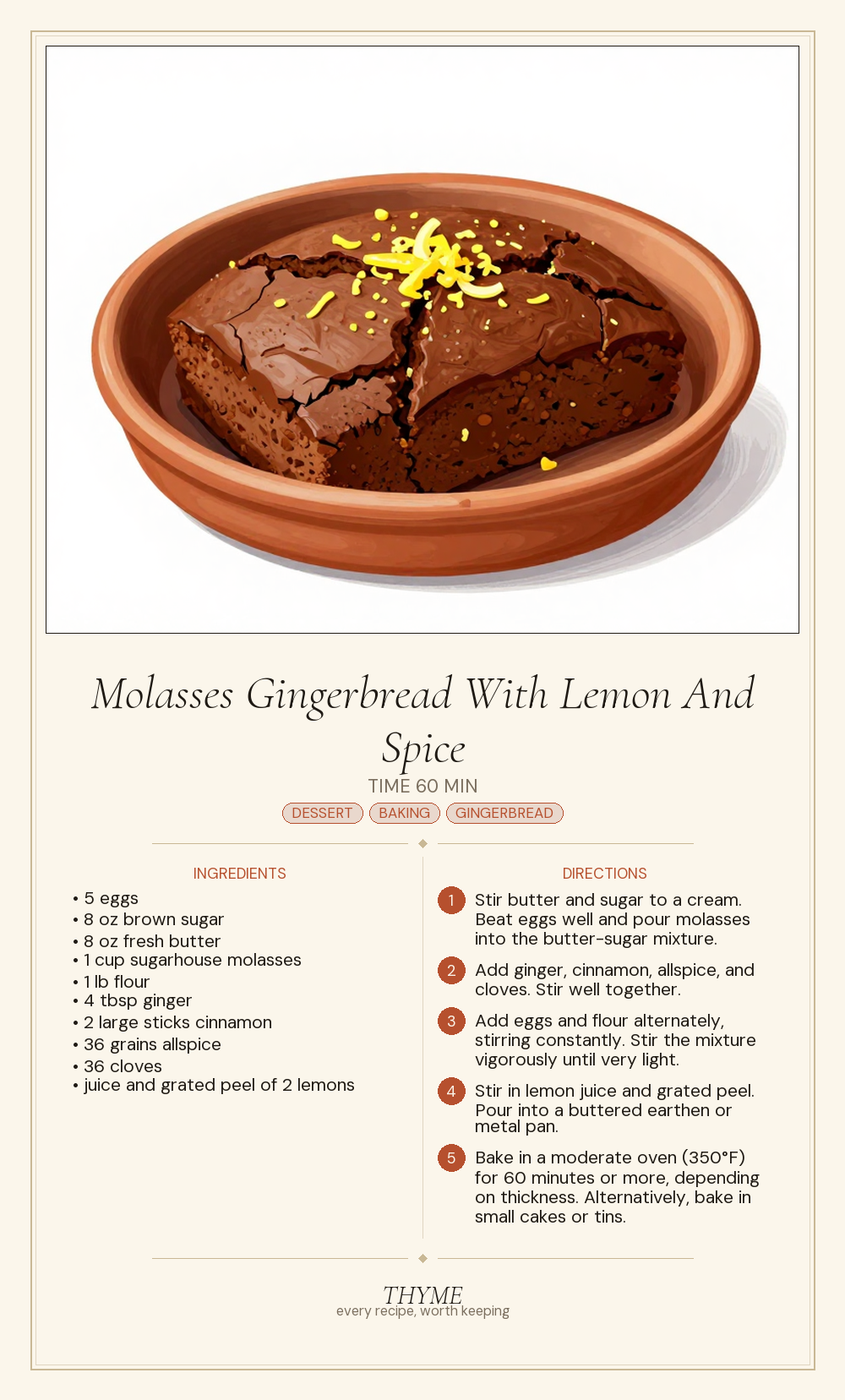 Molasses Gingerbread With Lemon And Spice