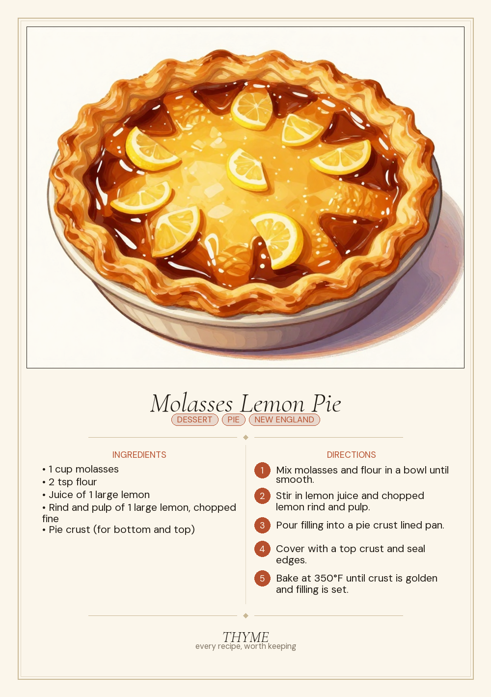 Molasses Lemon Pie