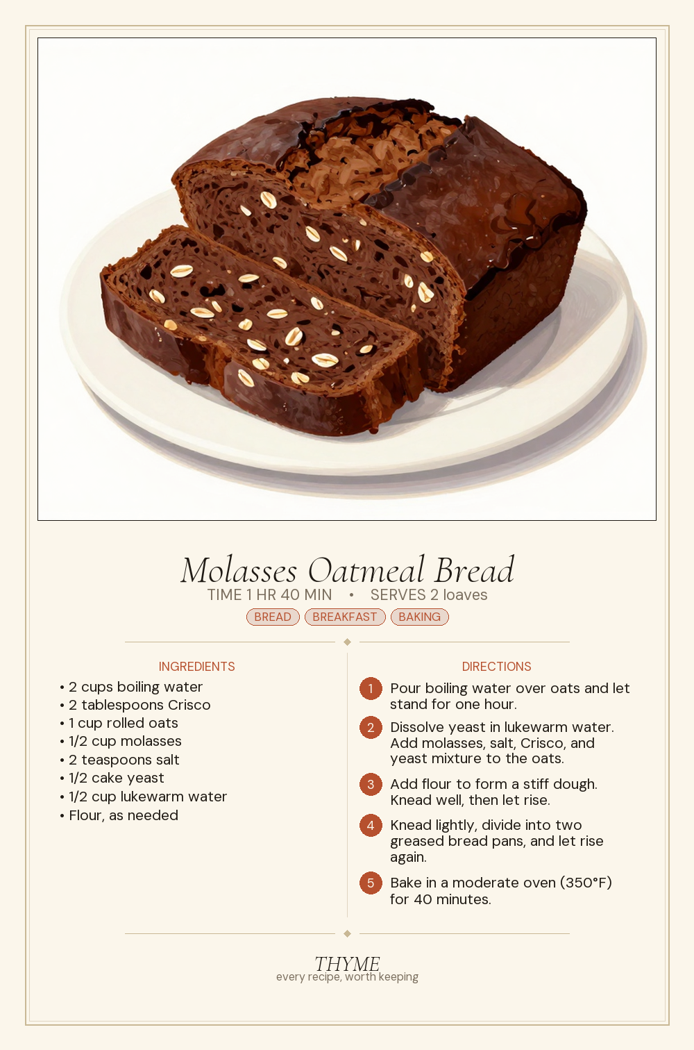 Molasses Oatmeal Bread