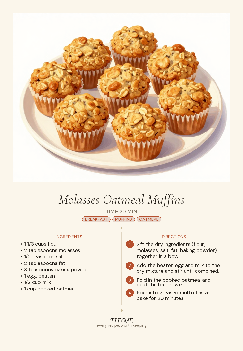 Molasses Oatmeal Muffins