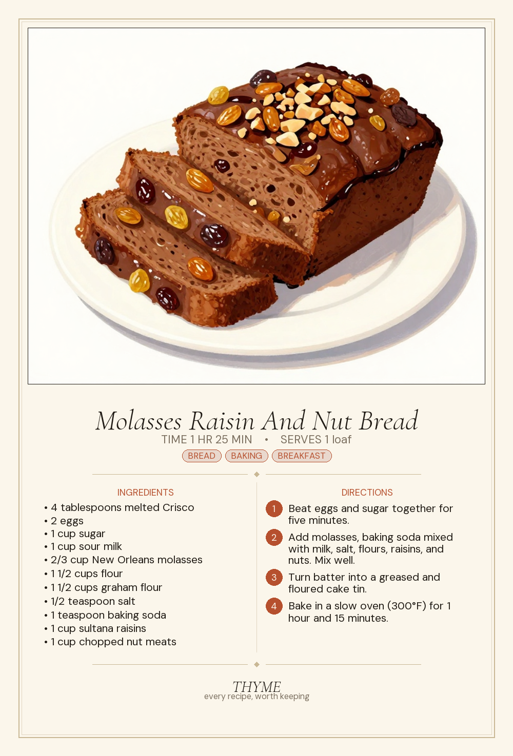Molasses Raisin And Nut Bread