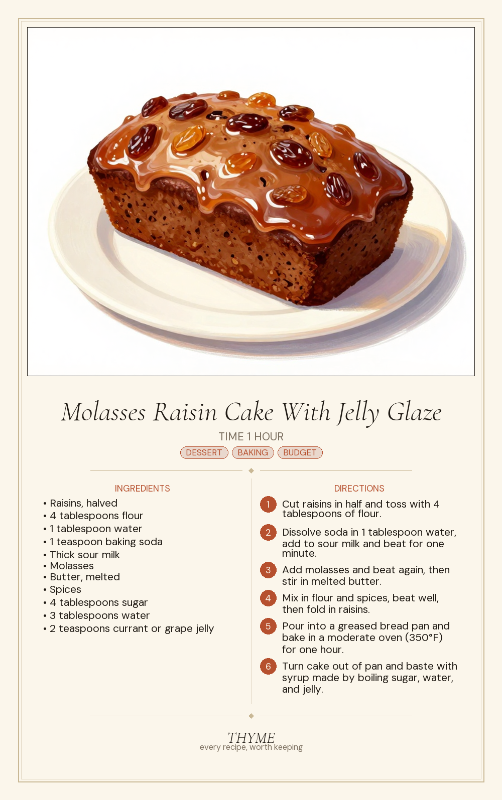 Molasses Raisin Cake With Jelly Glaze