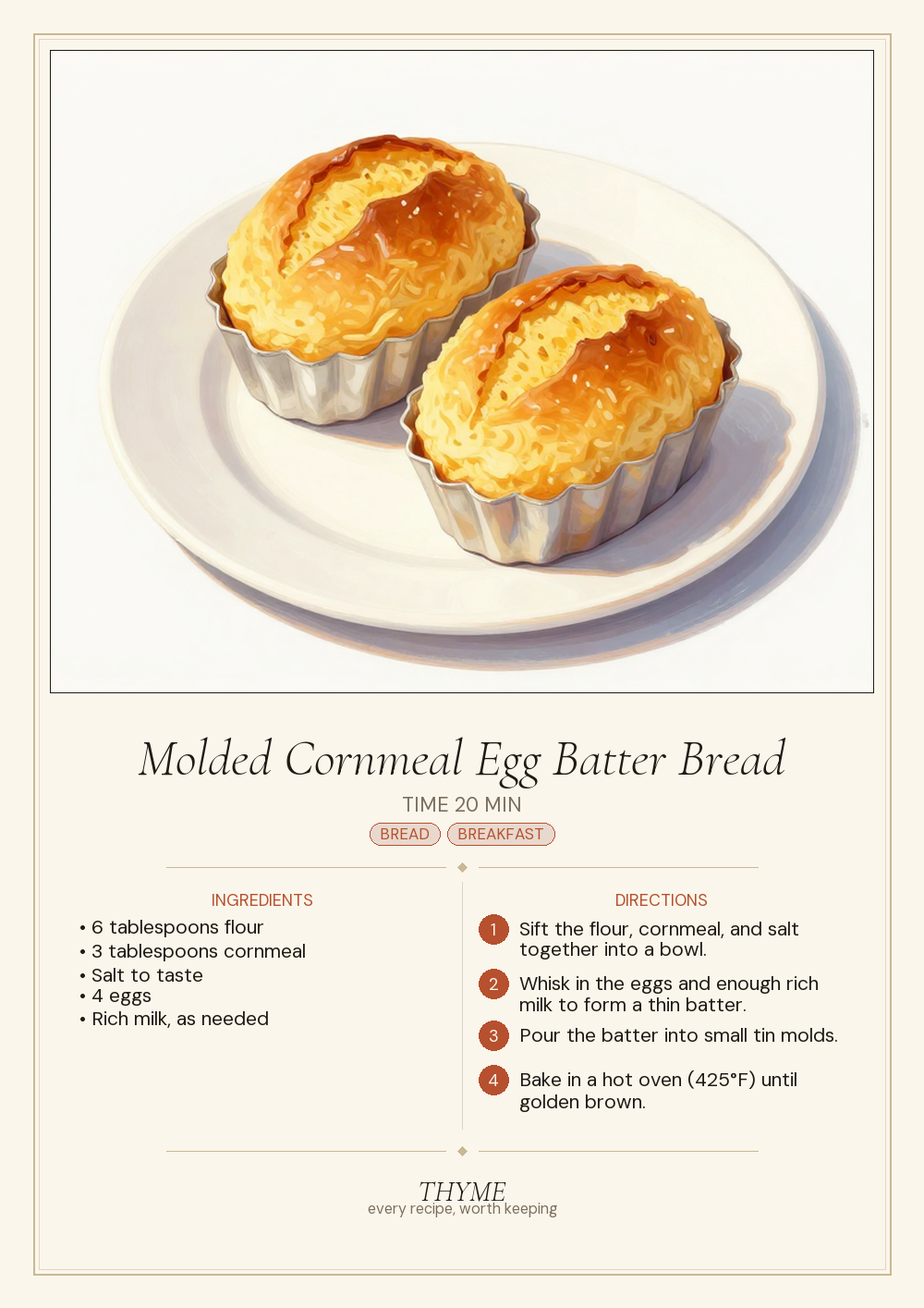 Molded Cornmeal Egg Batter Bread