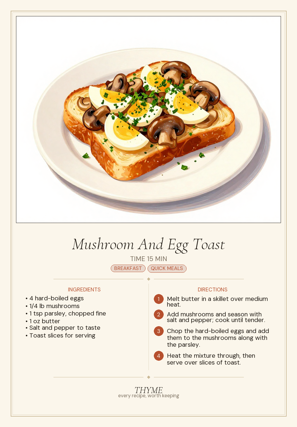 Mushroom And Egg Toast