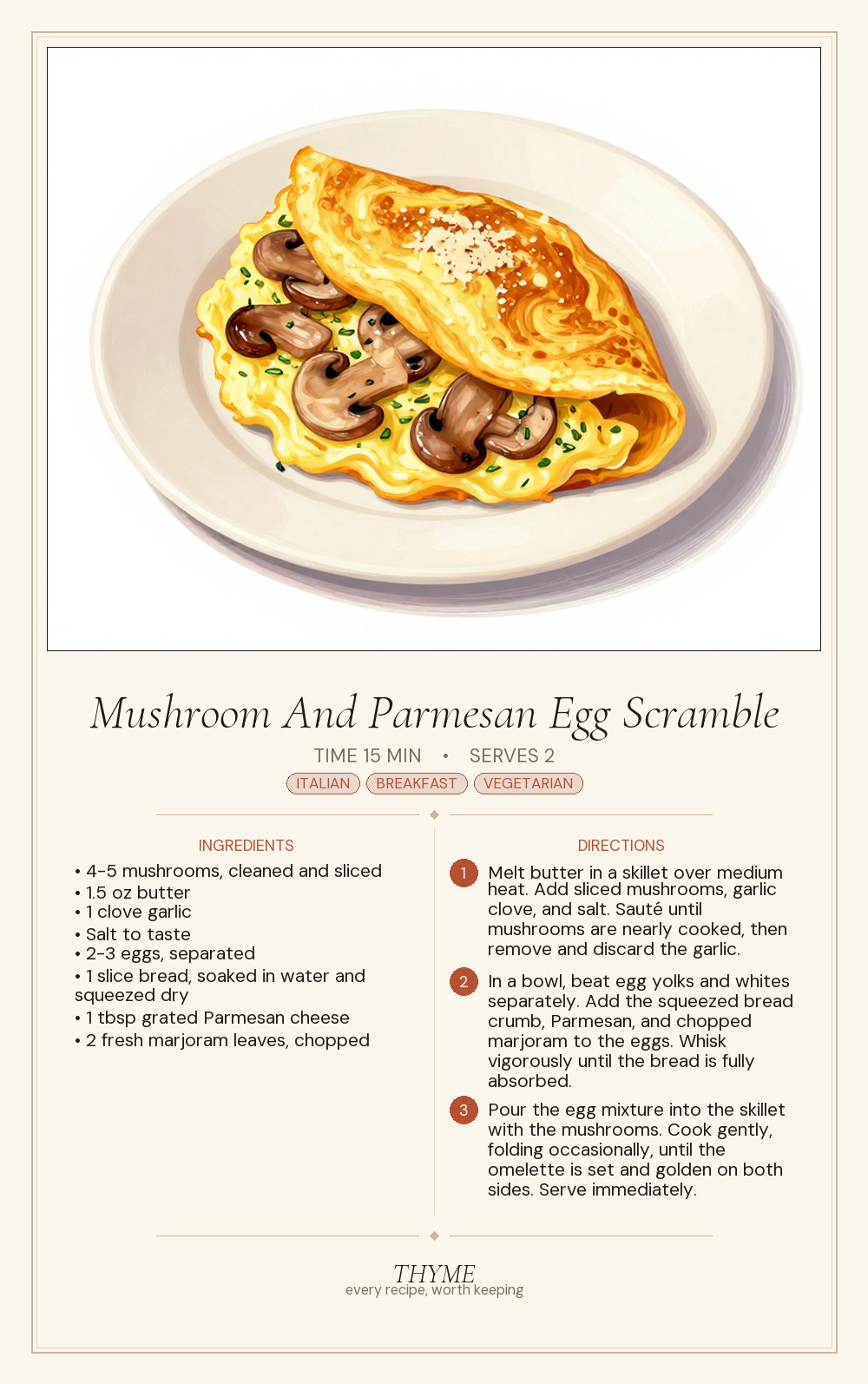 Mushroom And Parmesan Egg Scramble