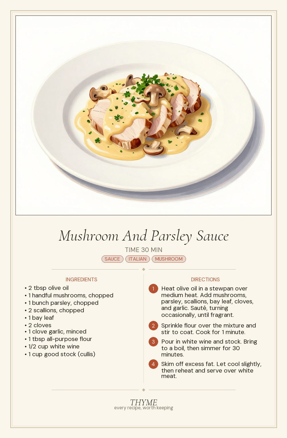 Mushroom And Parsley Sauce