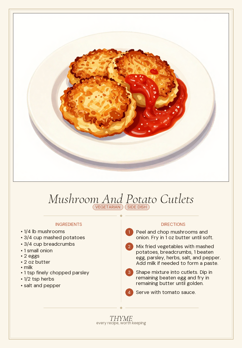 Mushroom And Potato Cutlets