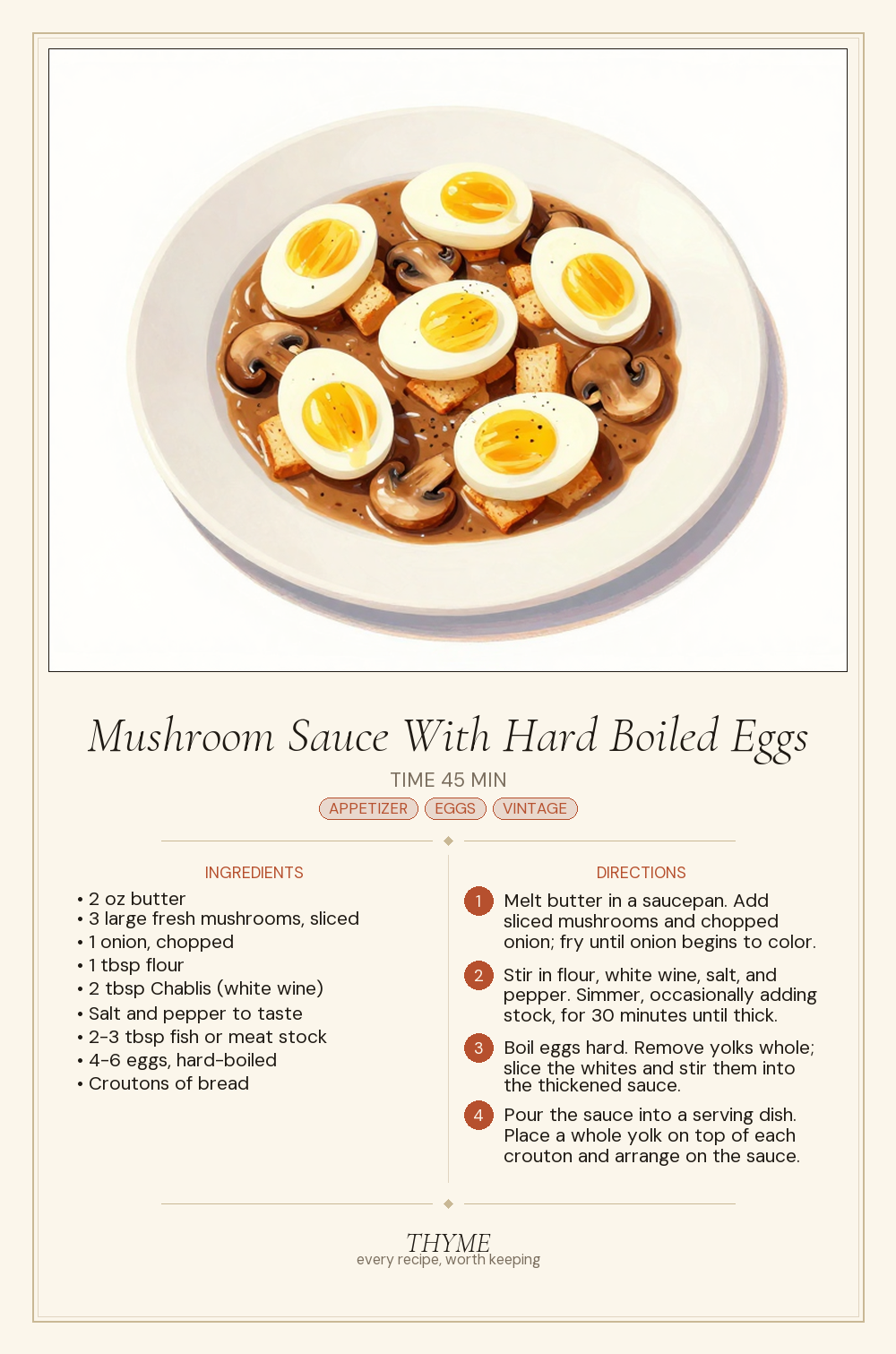 Mushroom Sauce With Hard Boiled Eggs