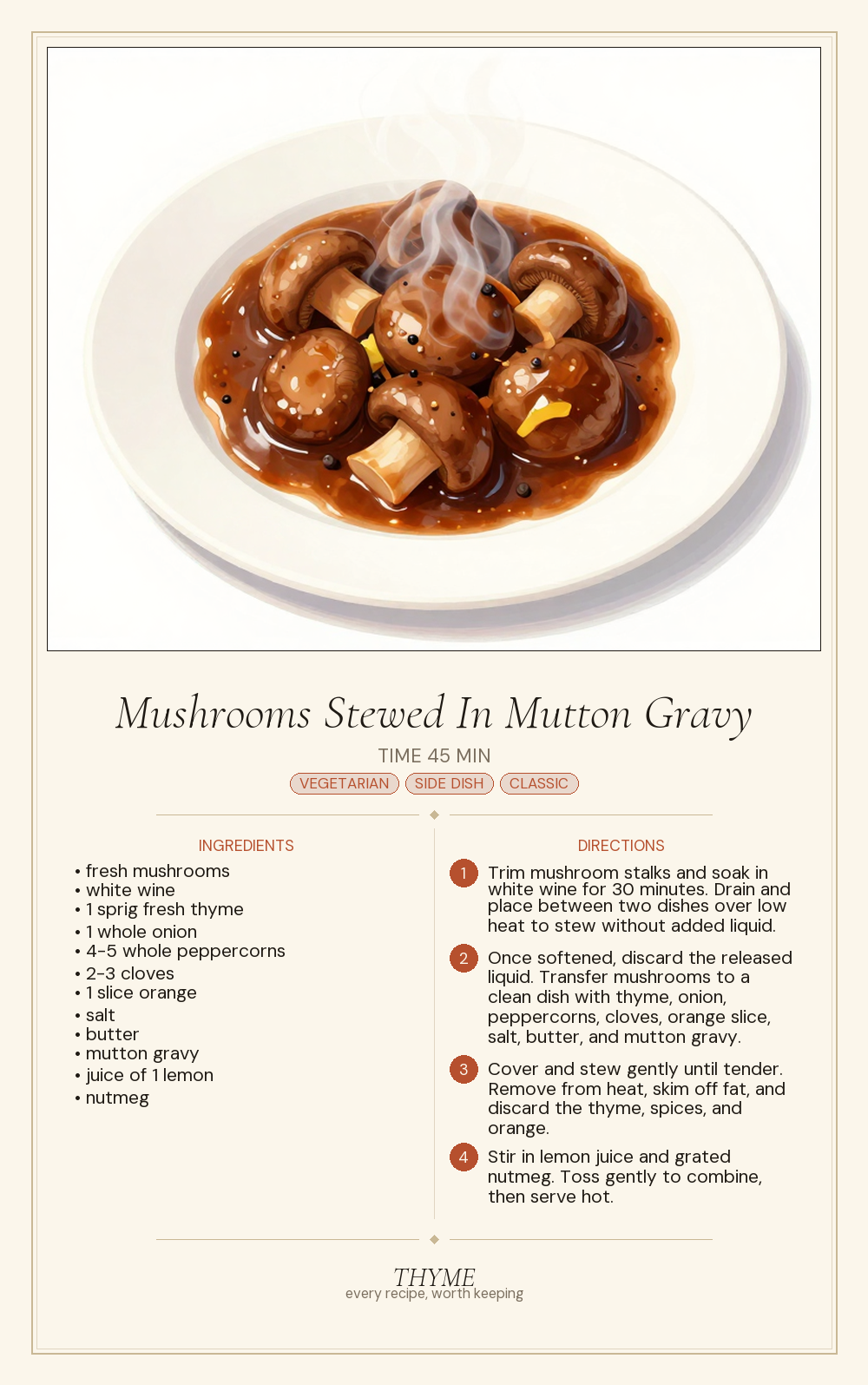 Mushrooms Stewed In Mutton Gravy