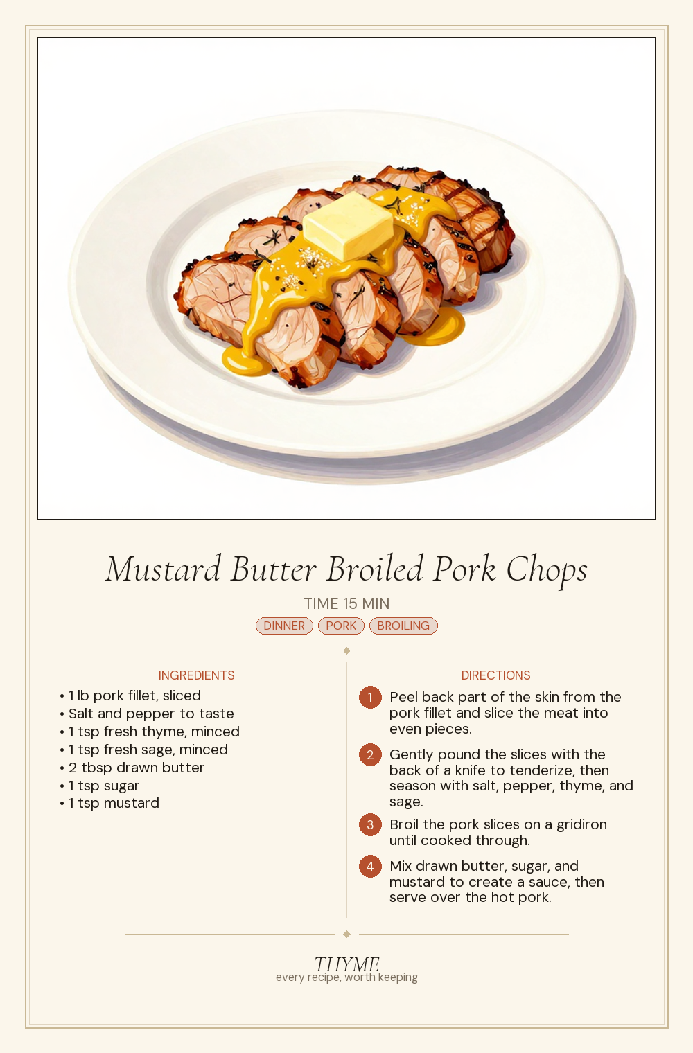 Mustard Butter Broiled Pork Chops