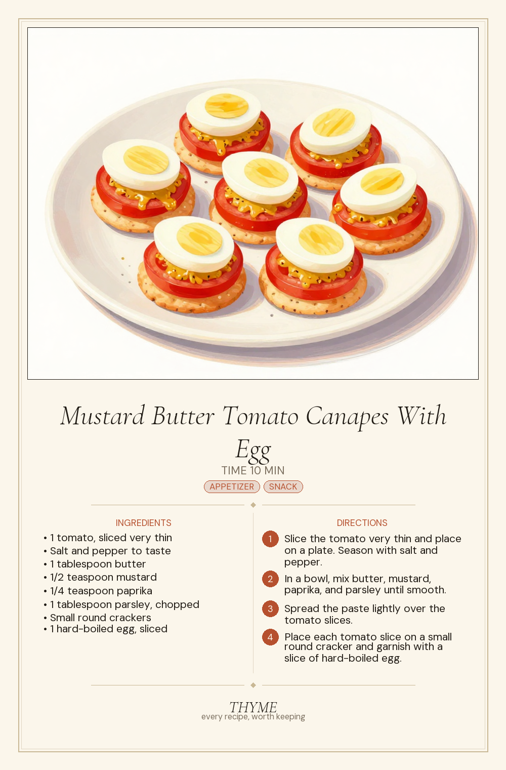 Mustard Butter Tomato Canapes With Egg