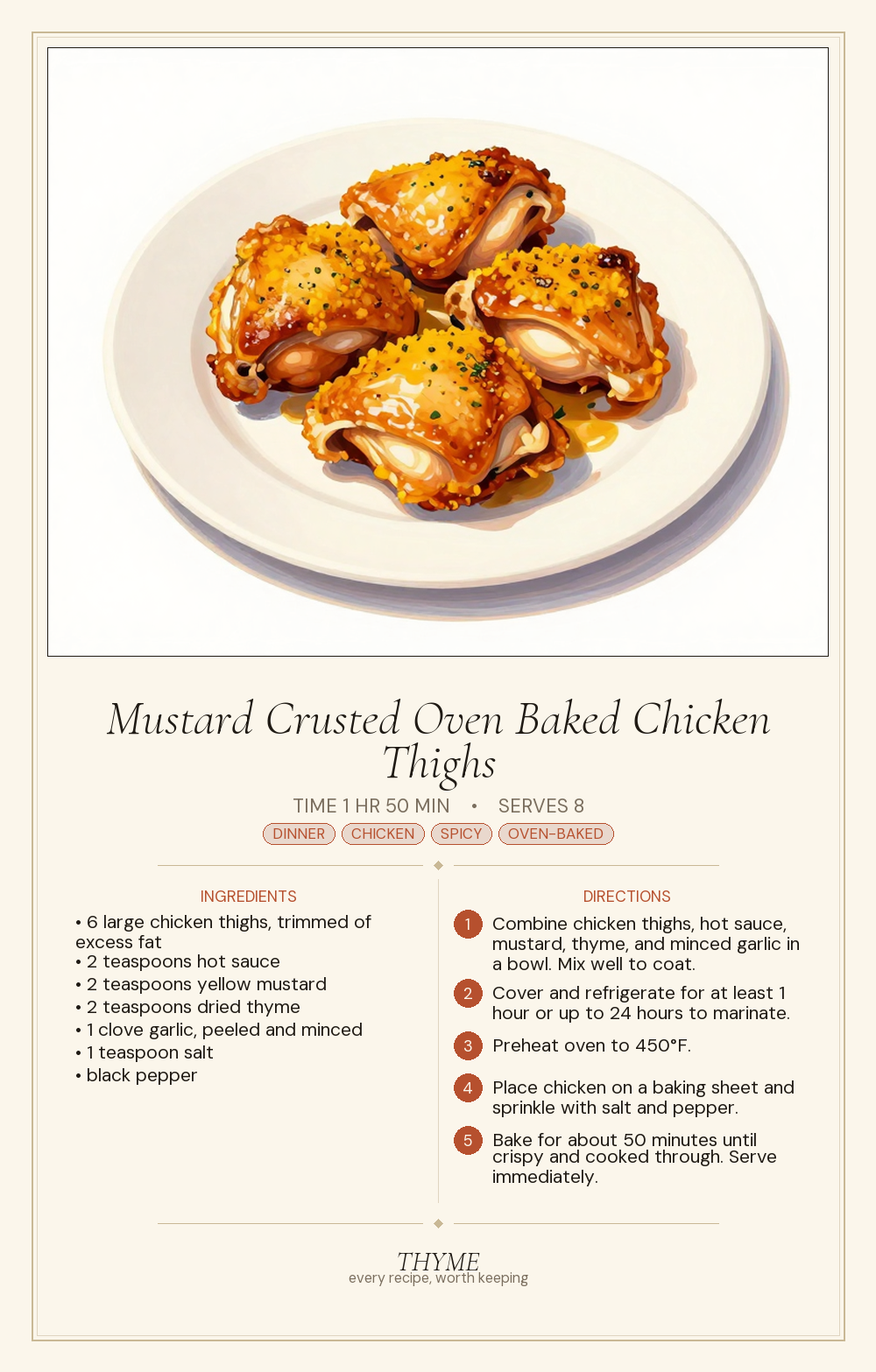 Mustard Crusted Oven Baked Chicken Thighs