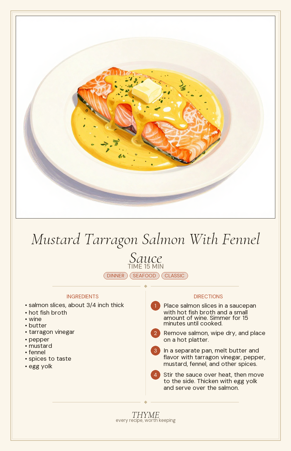 Mustard Tarragon Salmon With Fennel Sauce