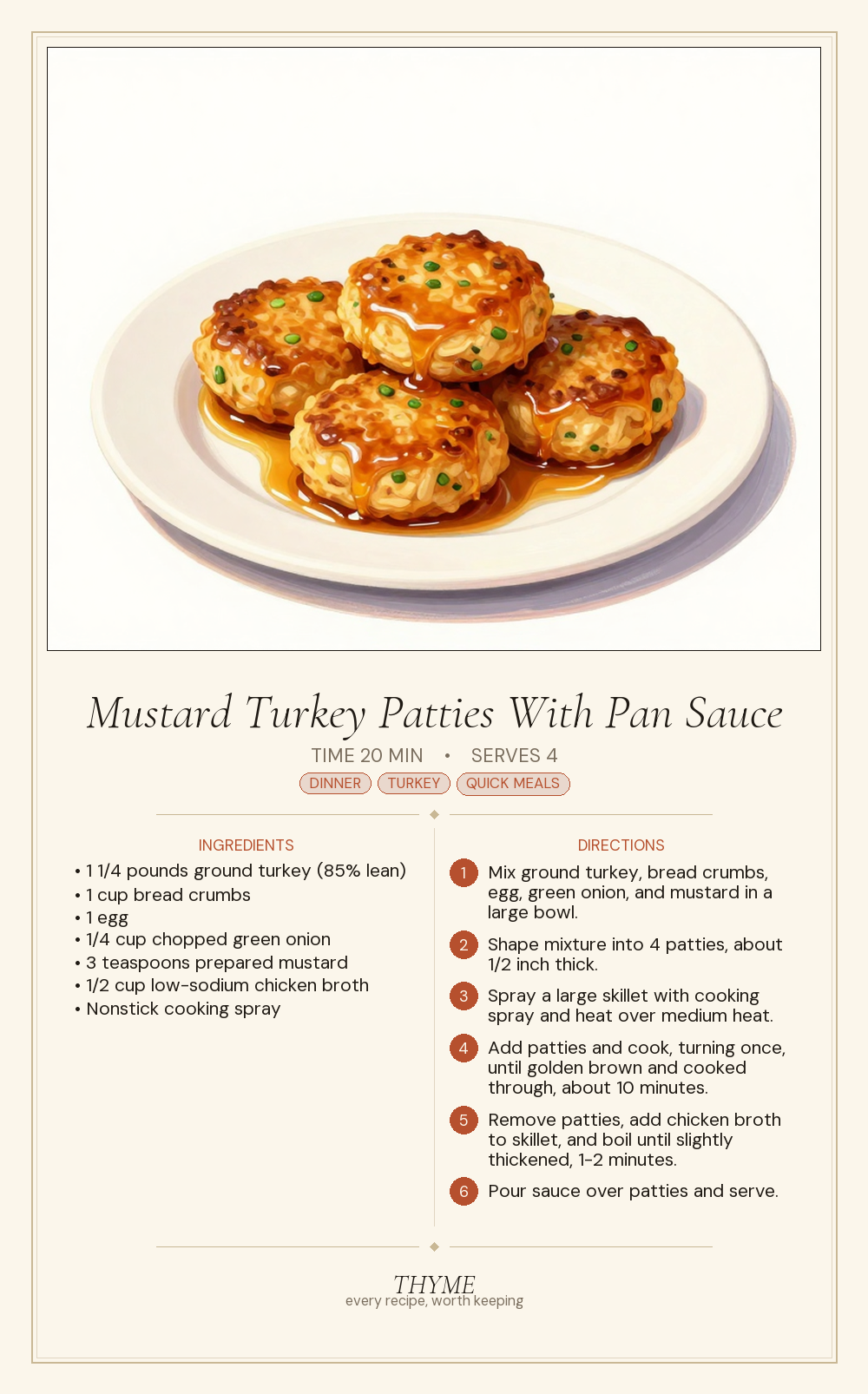 Mustard Turkey Patties With Pan Sauce