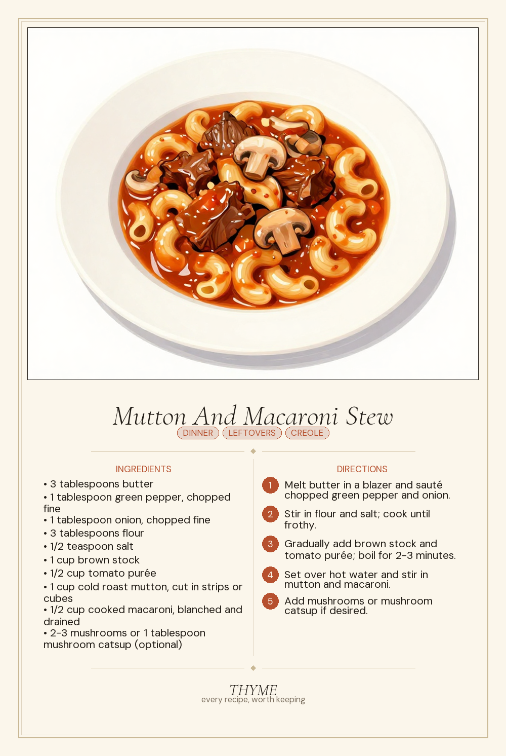 Mutton And Macaroni Stew