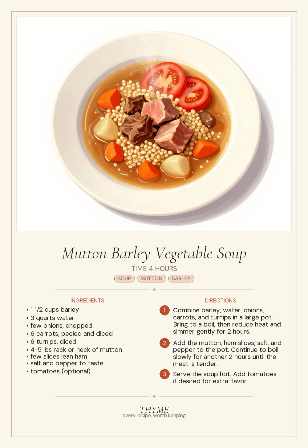 Mutton Barley Vegetable Soup