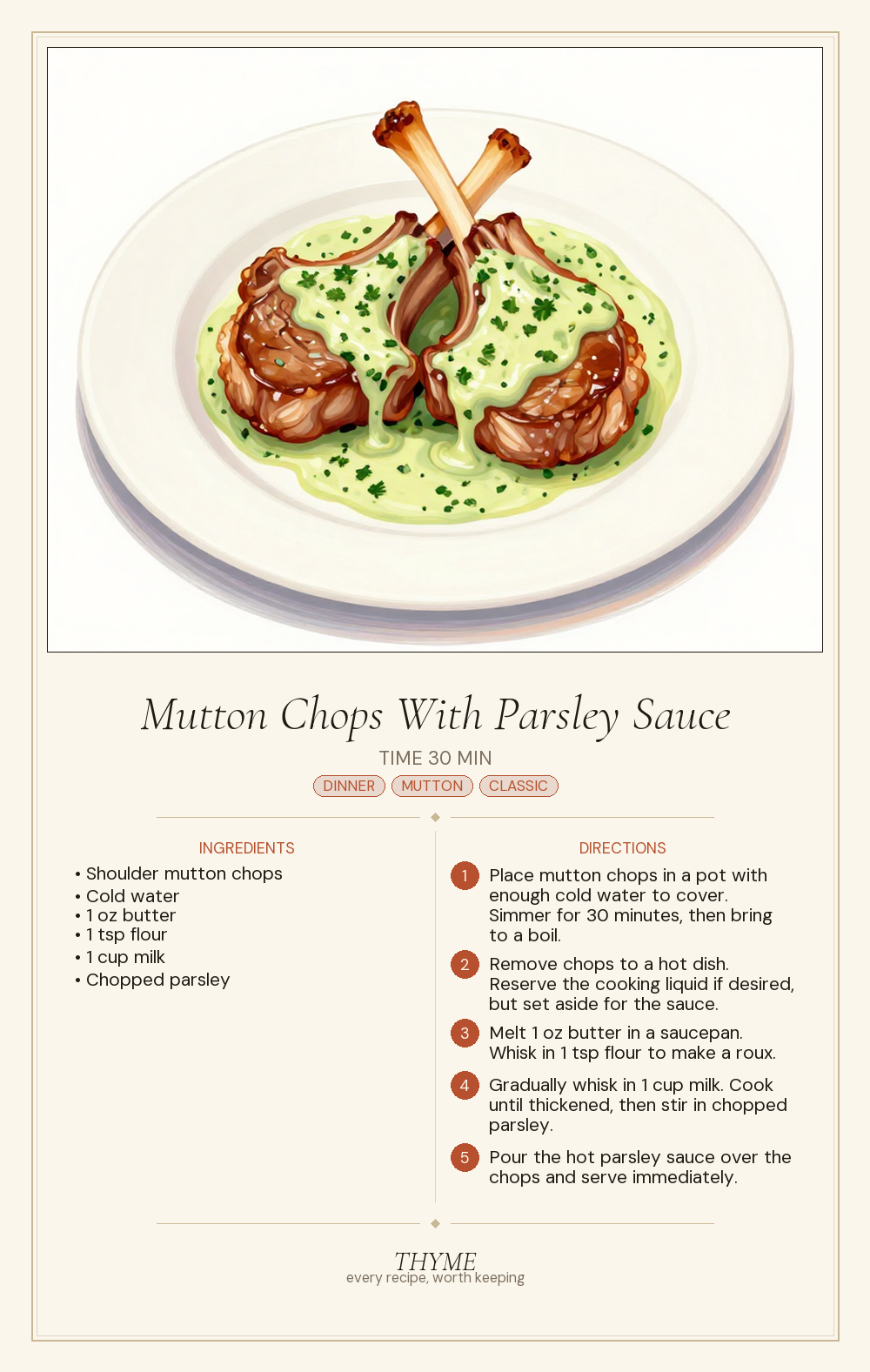 Mutton Chops With Parsley Sauce