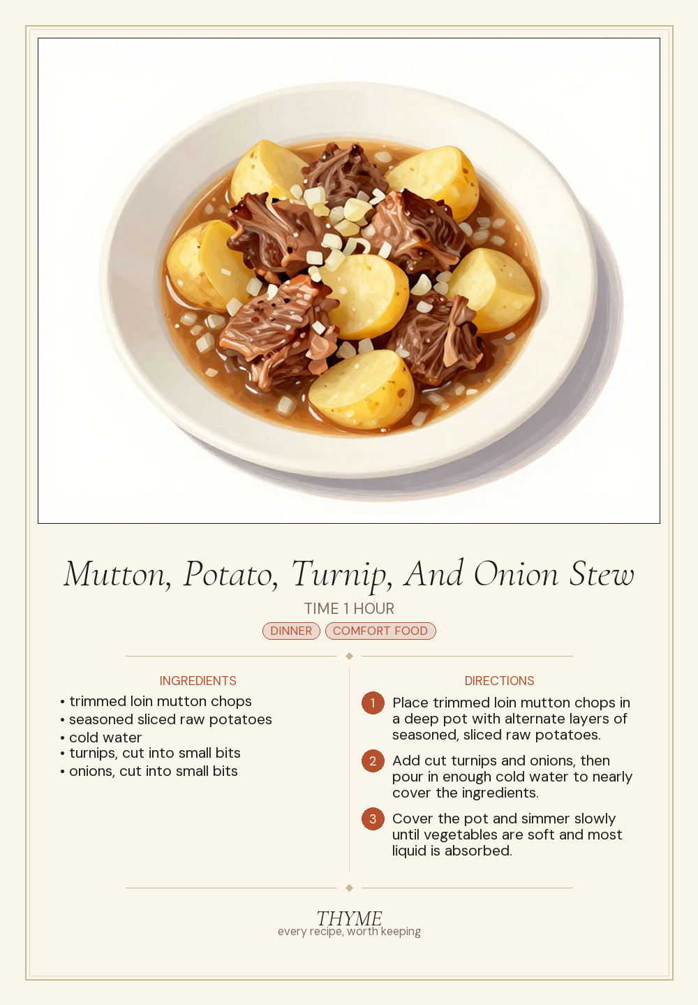 Mutton, Potato, Turnip, And Onion Stew