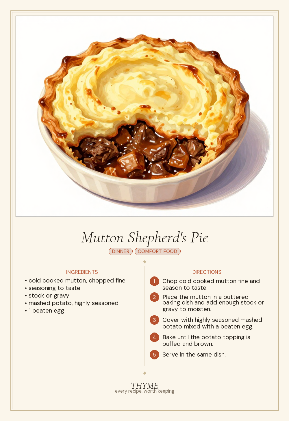 Mutton Shepherd's Pie