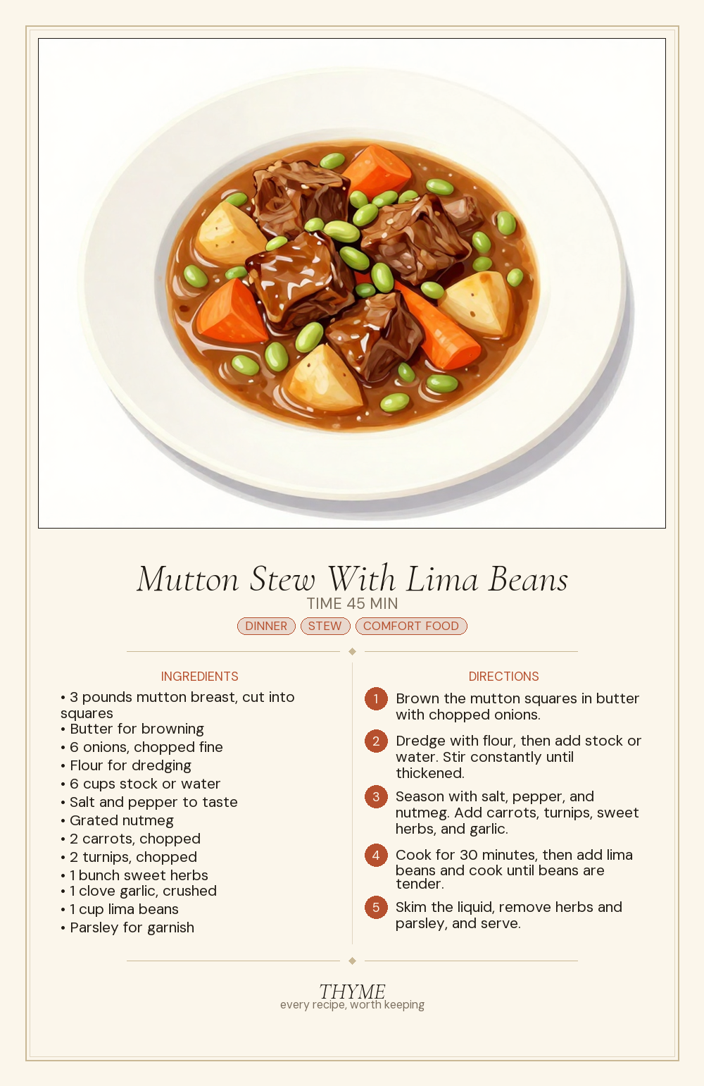 Mutton Stew With Lima Beans