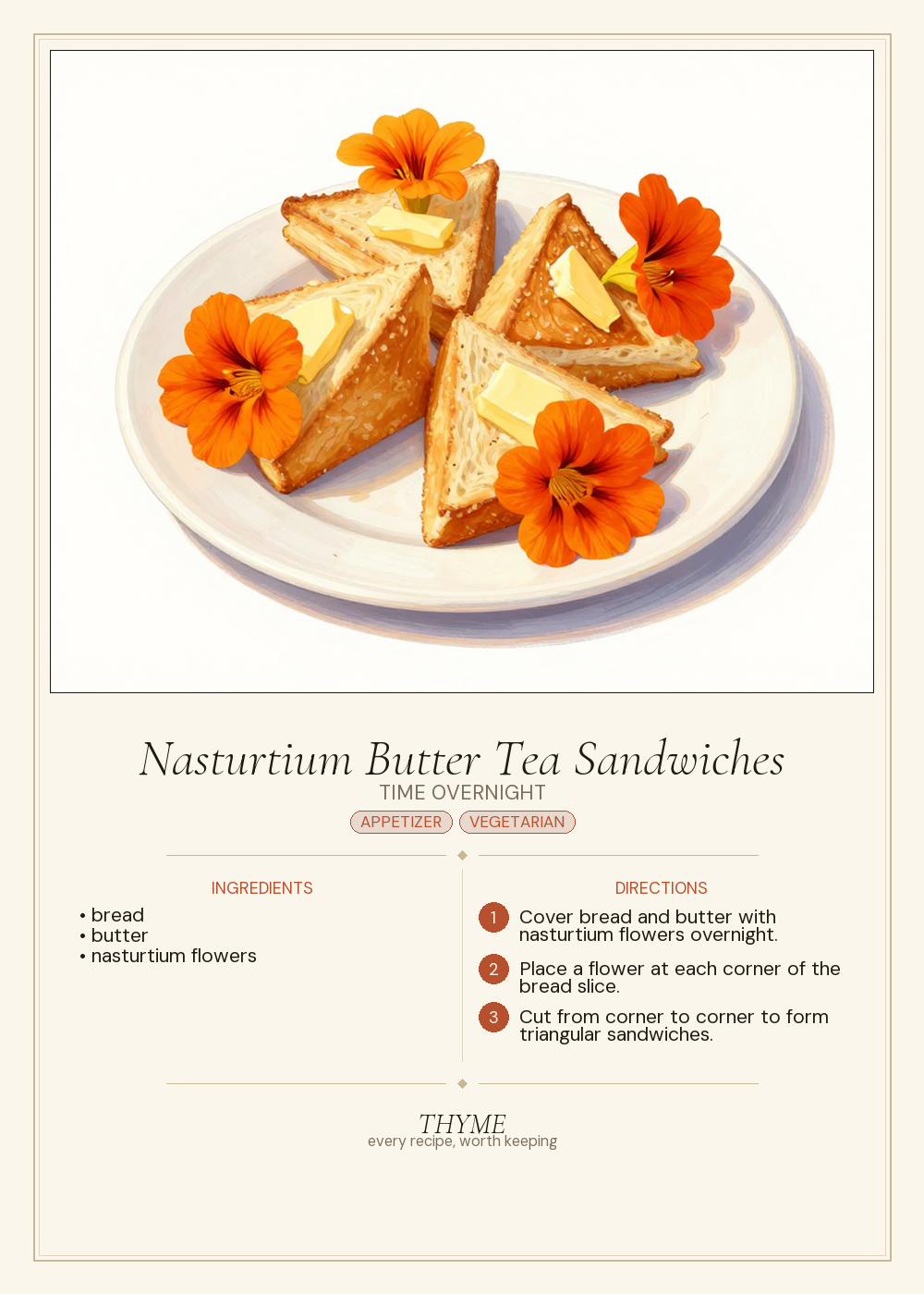 Nasturtium Butter Tea Sandwiches