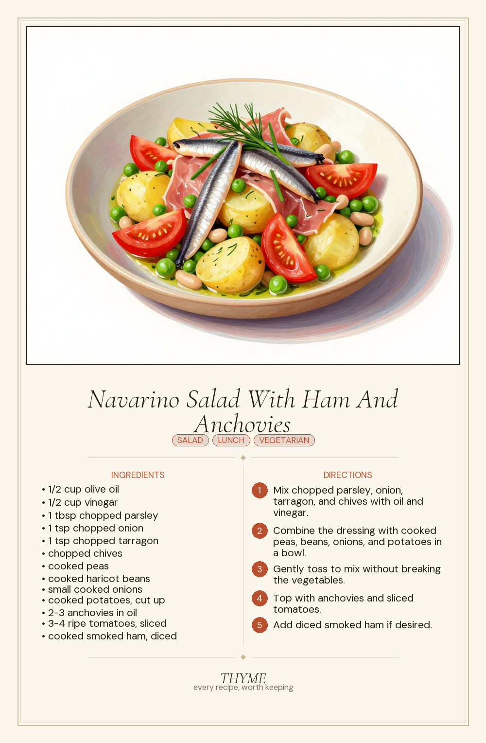 Navarino Salad With Ham And Anchovies
