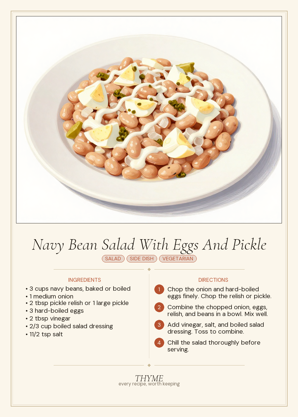Navy Bean Salad With Eggs And Pickle