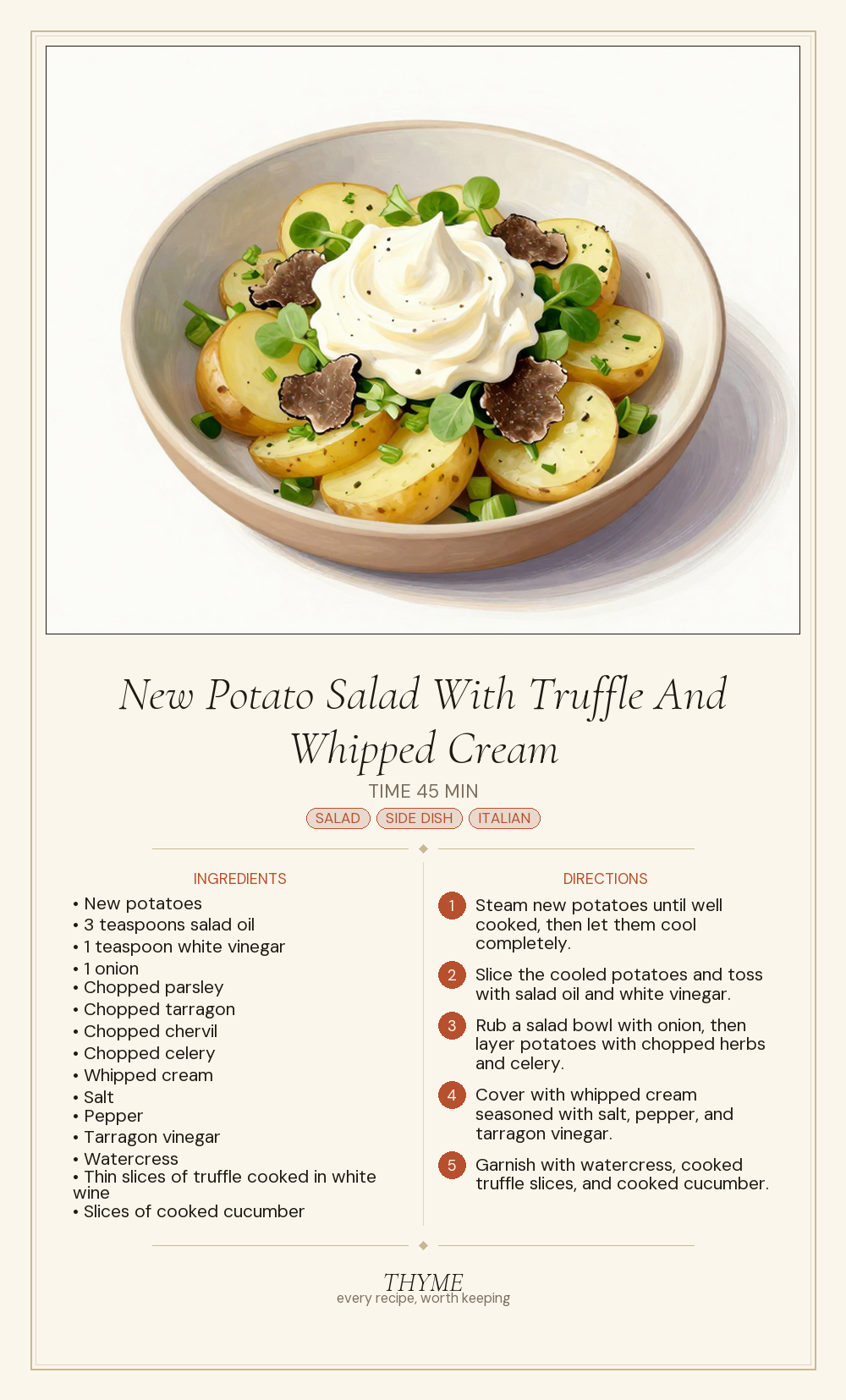 New Potato Salad With Truffle And Whipped Cream