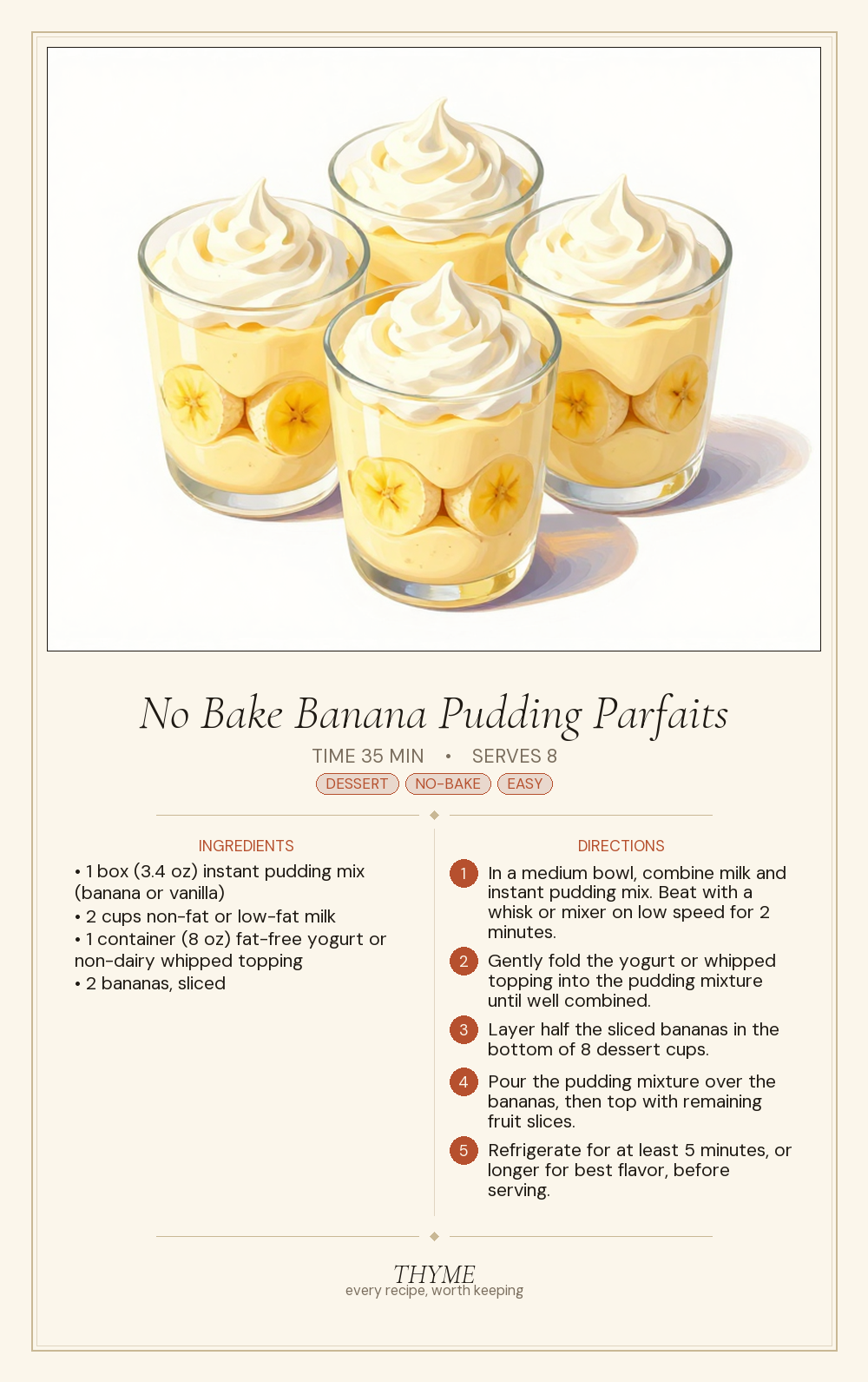 No Bake Banana Pudding Parfaits