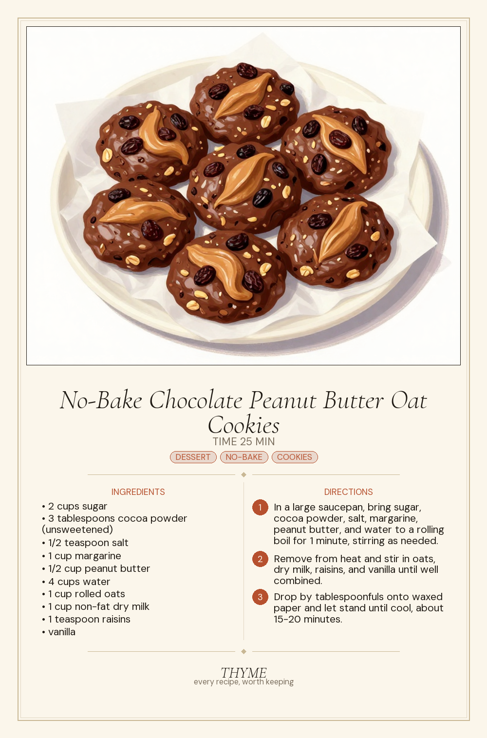 No-Bake Chocolate Peanut Butter Oat Cookies