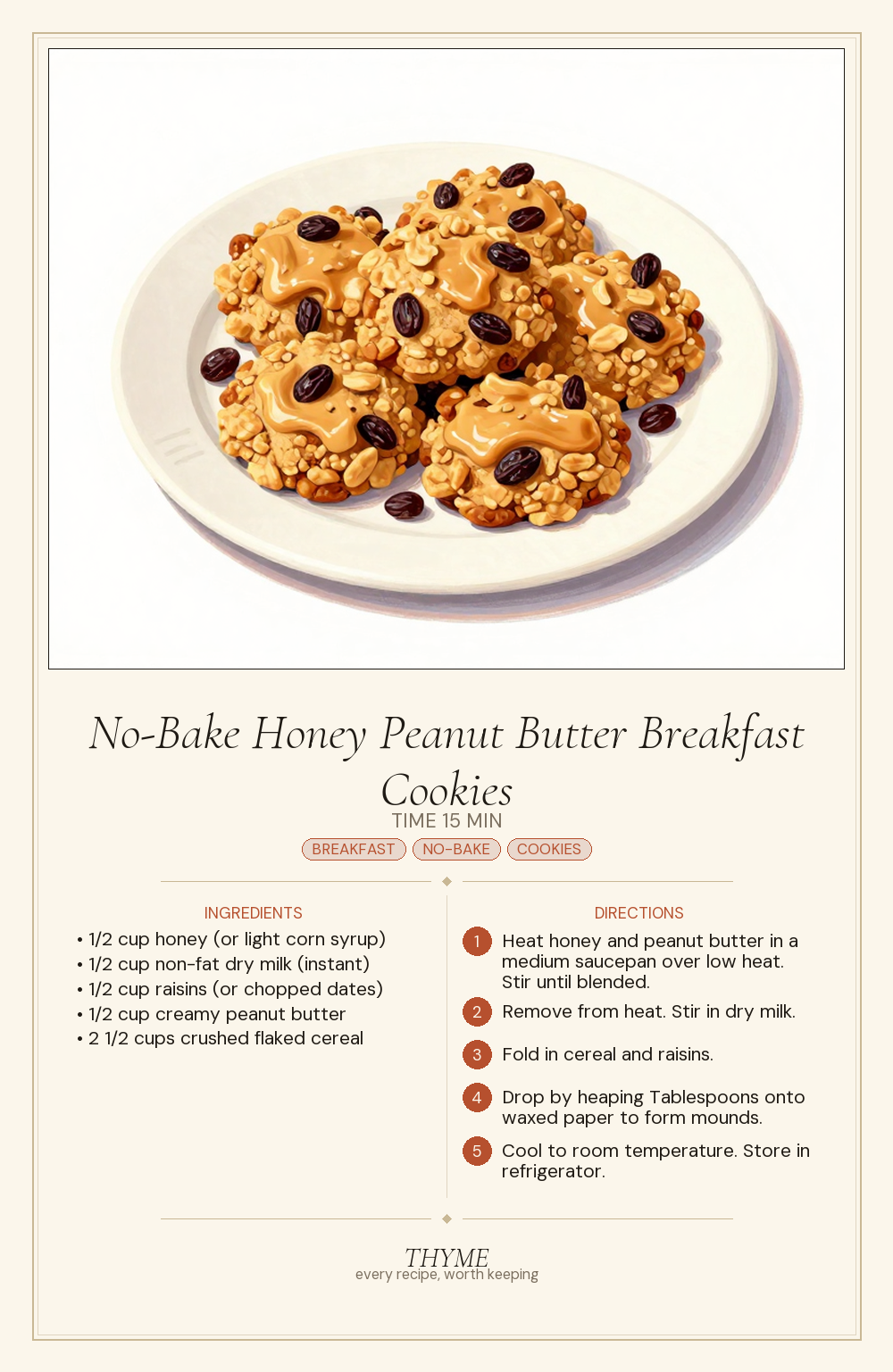 No-Bake Honey Peanut Butter Breakfast Cookies