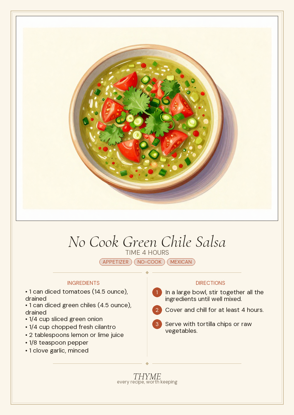 No Cook Green Chile Salsa