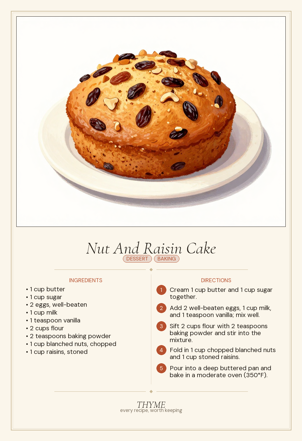 Nut And Raisin Cake