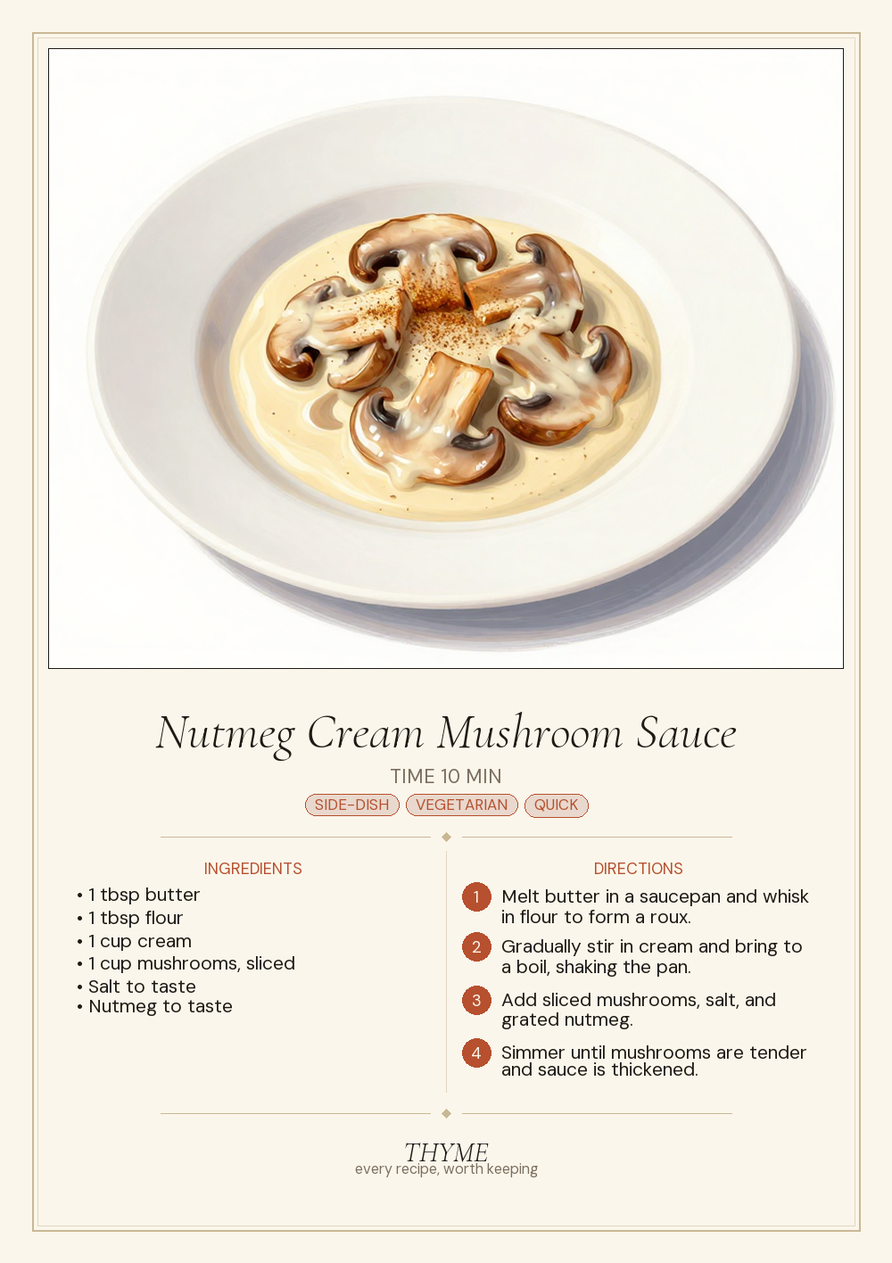 Nutmeg Cream Mushroom Sauce