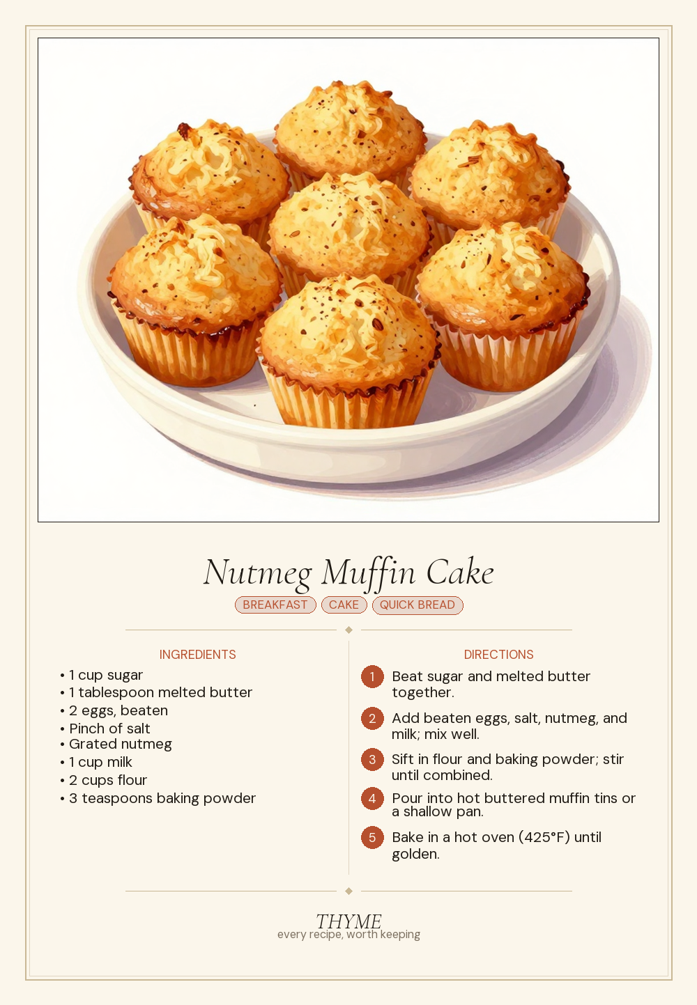 Nutmeg Muffin Cake