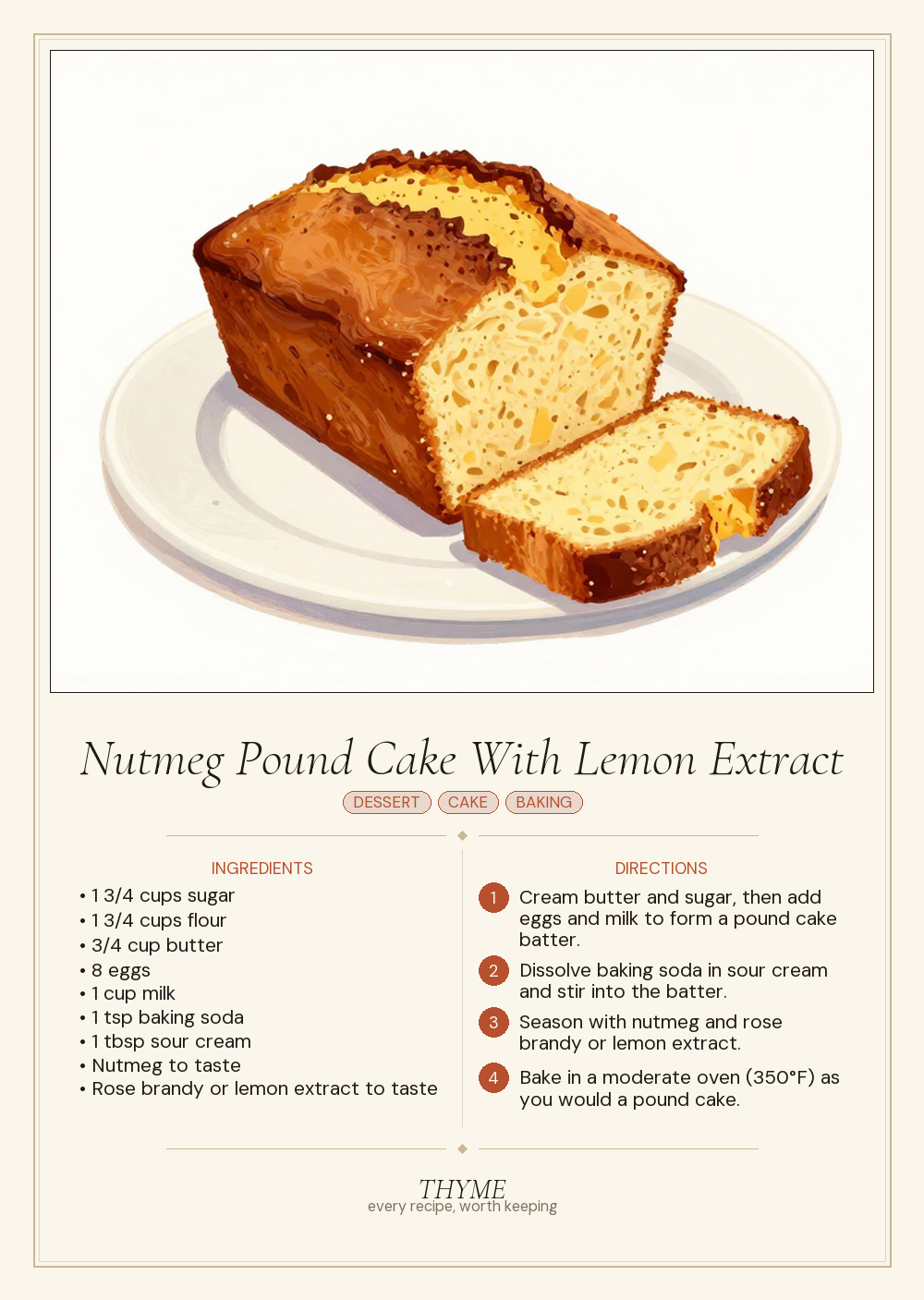 Nutmeg Pound Cake With Lemon Extract