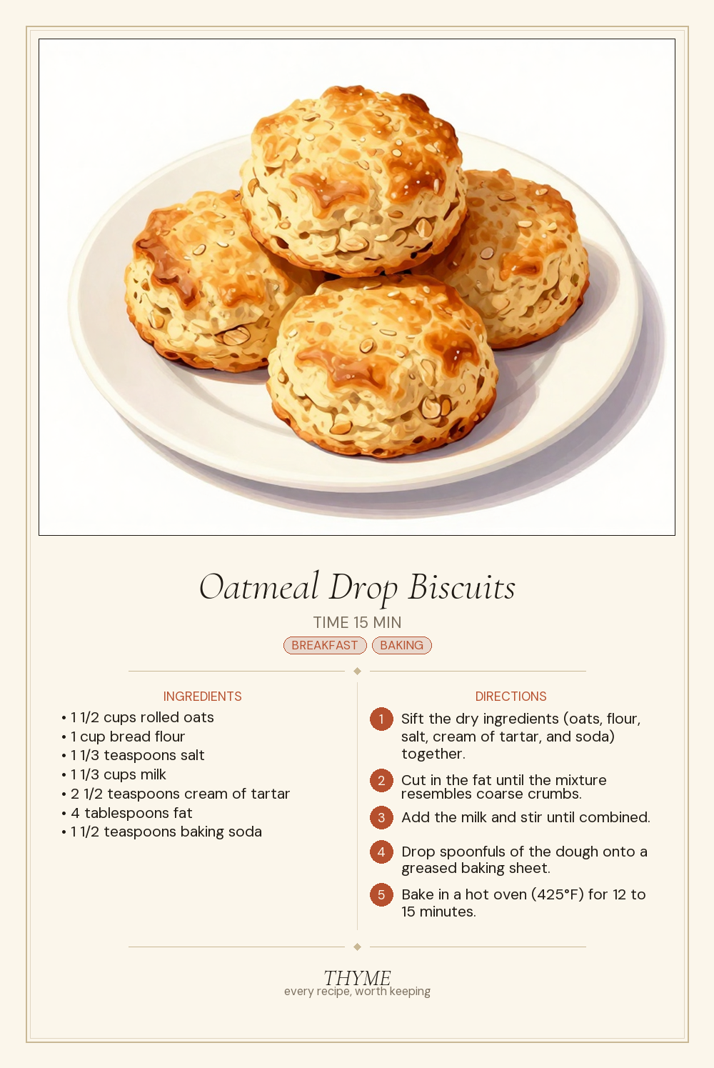 Oatmeal Drop Biscuits