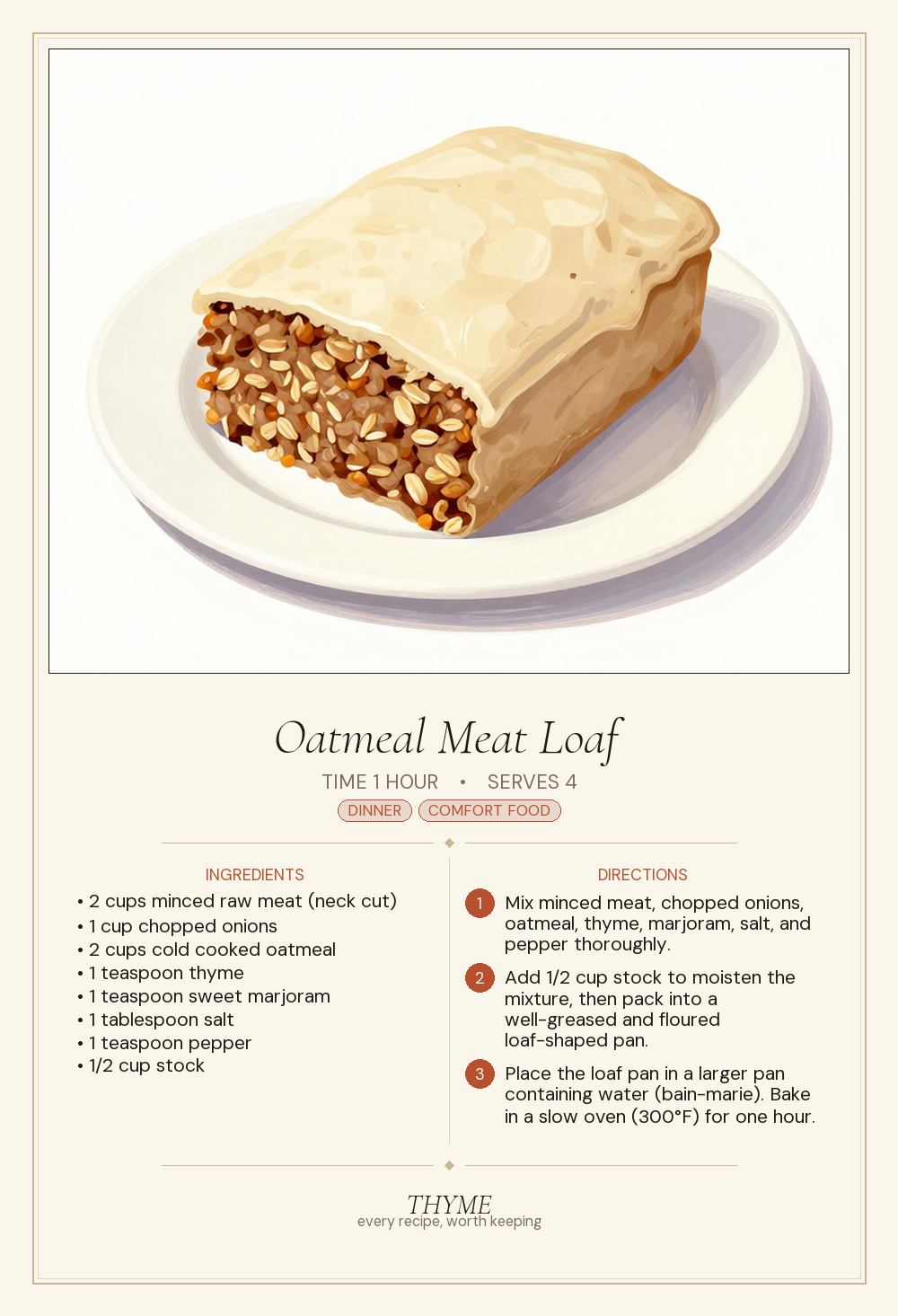 Oatmeal Meat Loaf