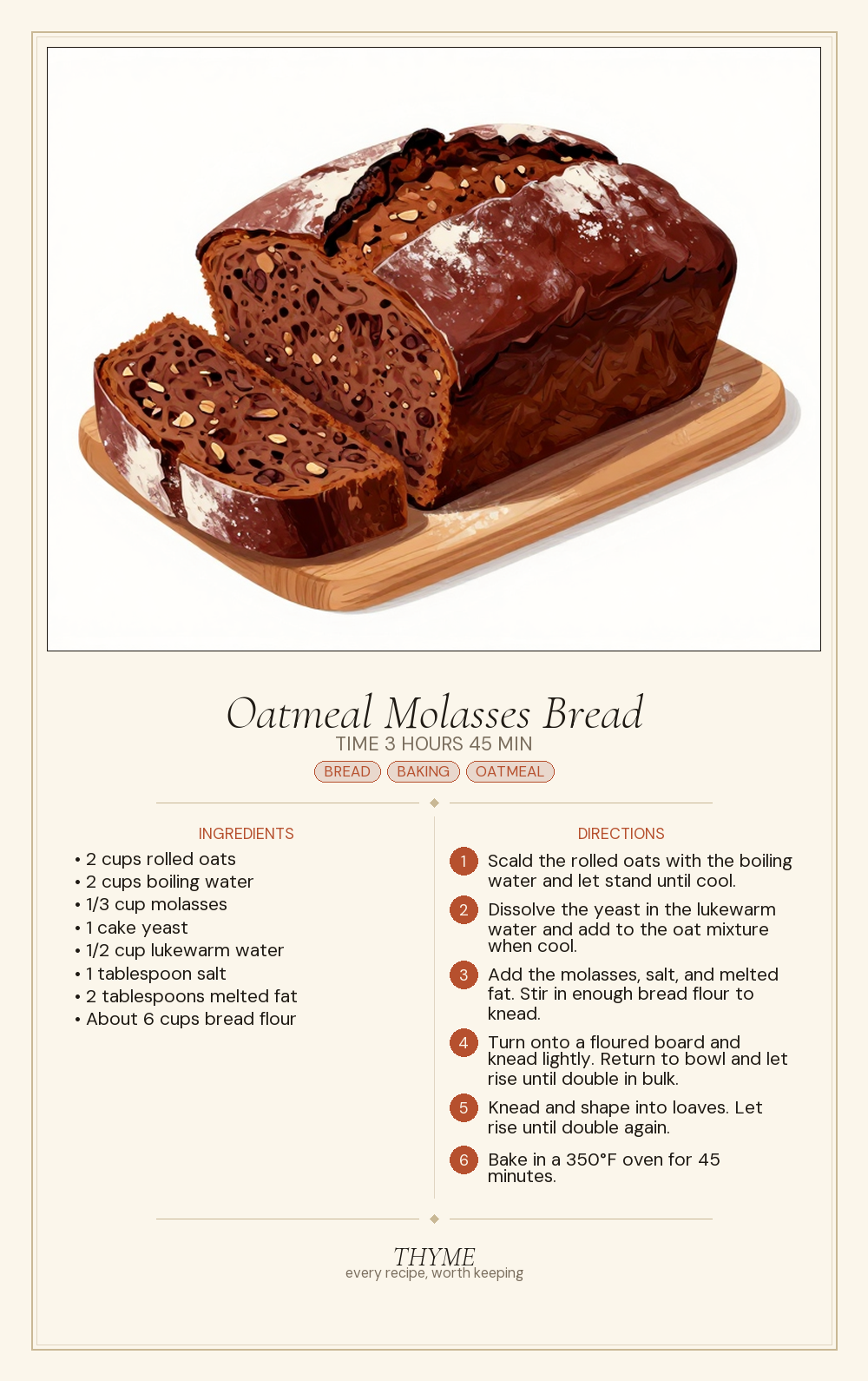Oatmeal Molasses Bread